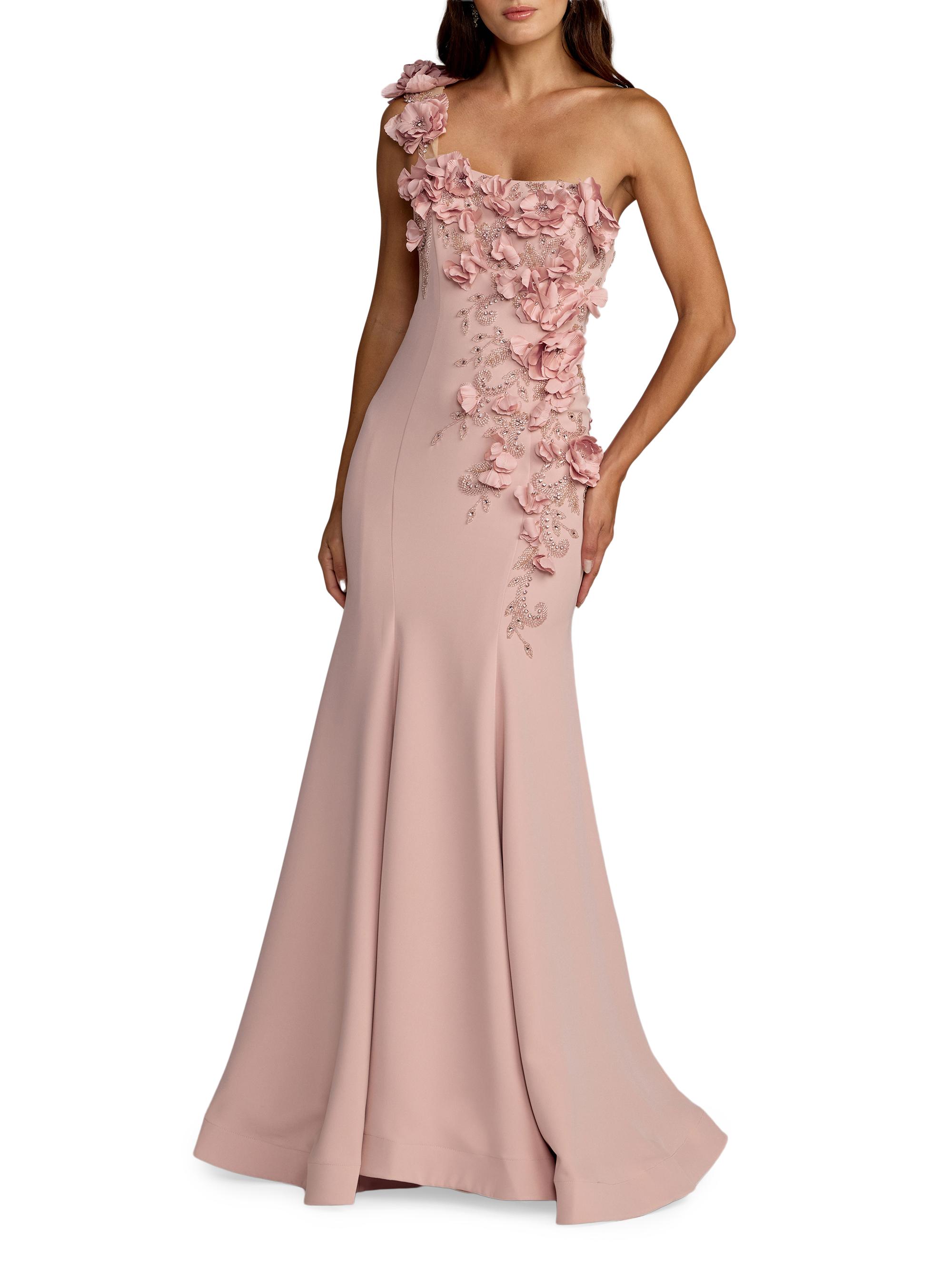 Mac Duggal Women's Embellished Crepe One-Shoulder Mermaid Gown - Mauve