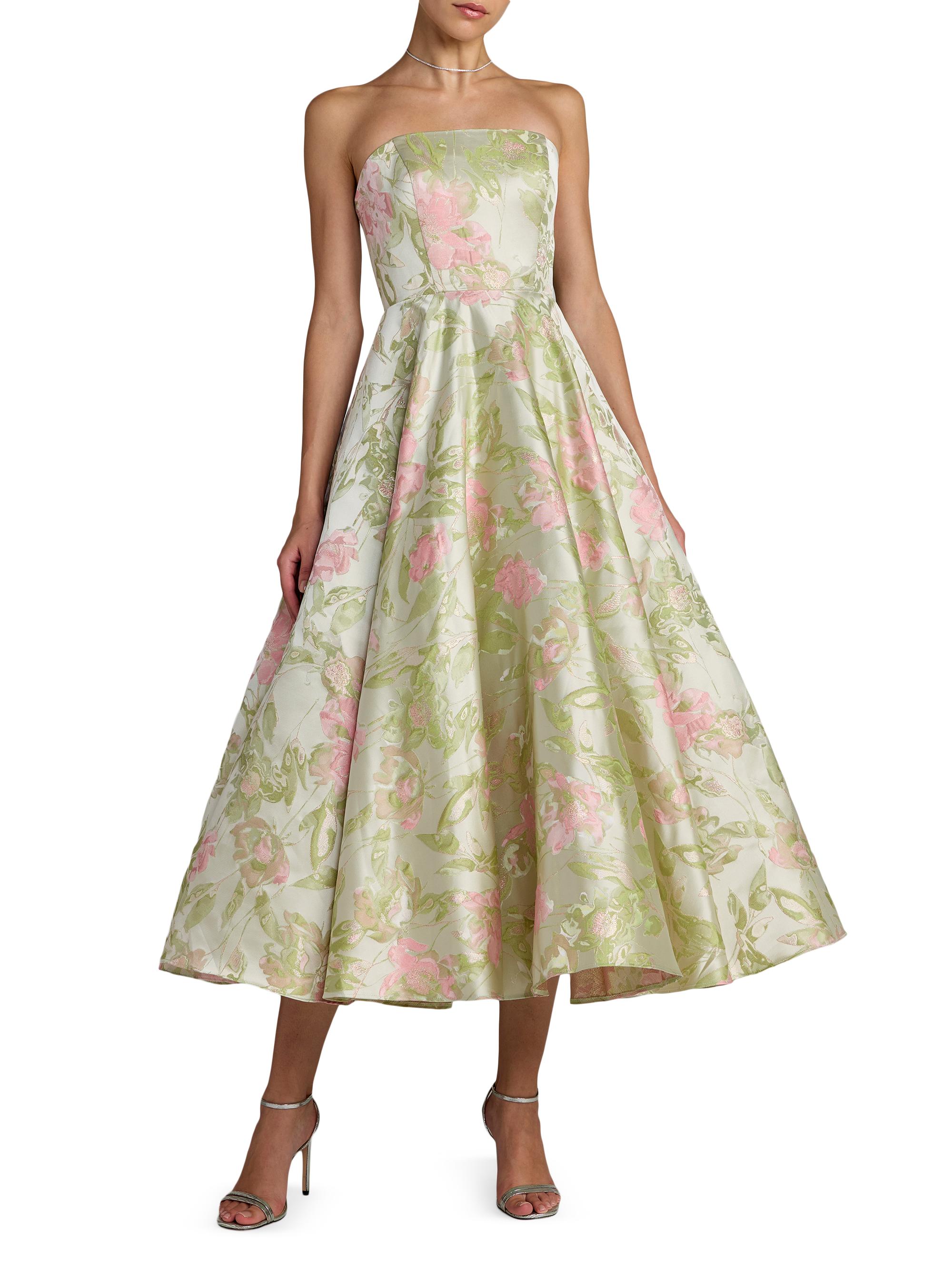 Mac Duggal Women's Floral Brocade Strapless A-Line Cocktail Dress - Sage Multi