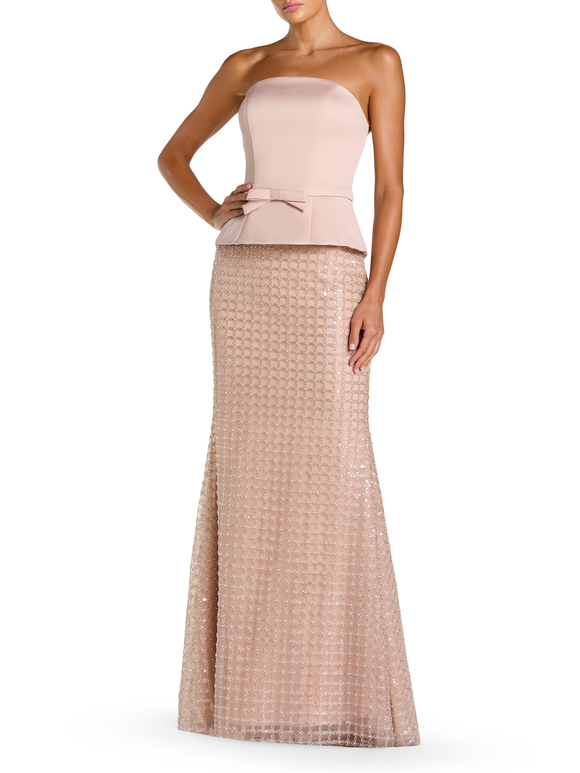 Sequined Satin Column Gown