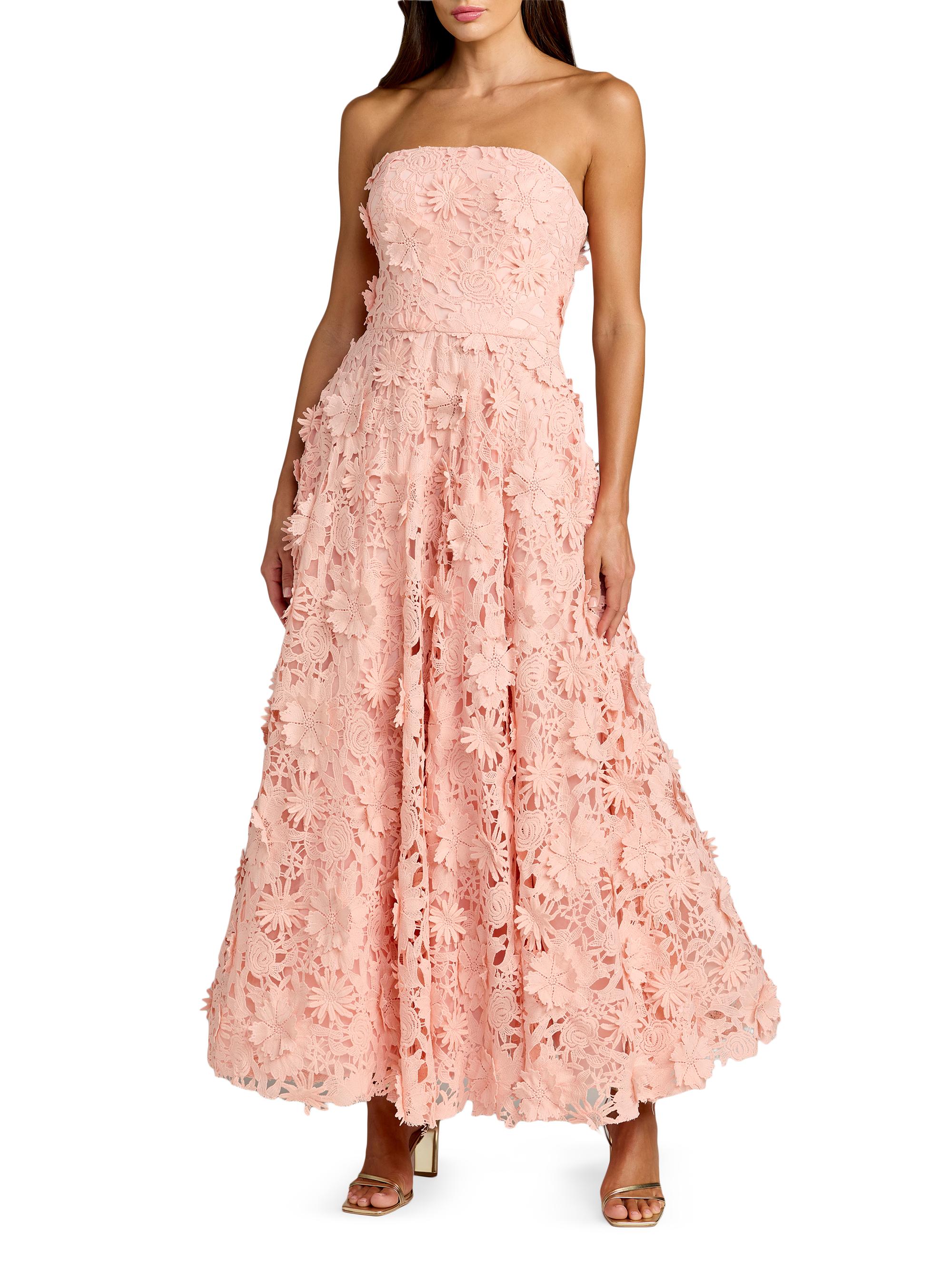 Mac Duggal Women's Floral Lace Strapless A-Line Midi-Dress - Blush
