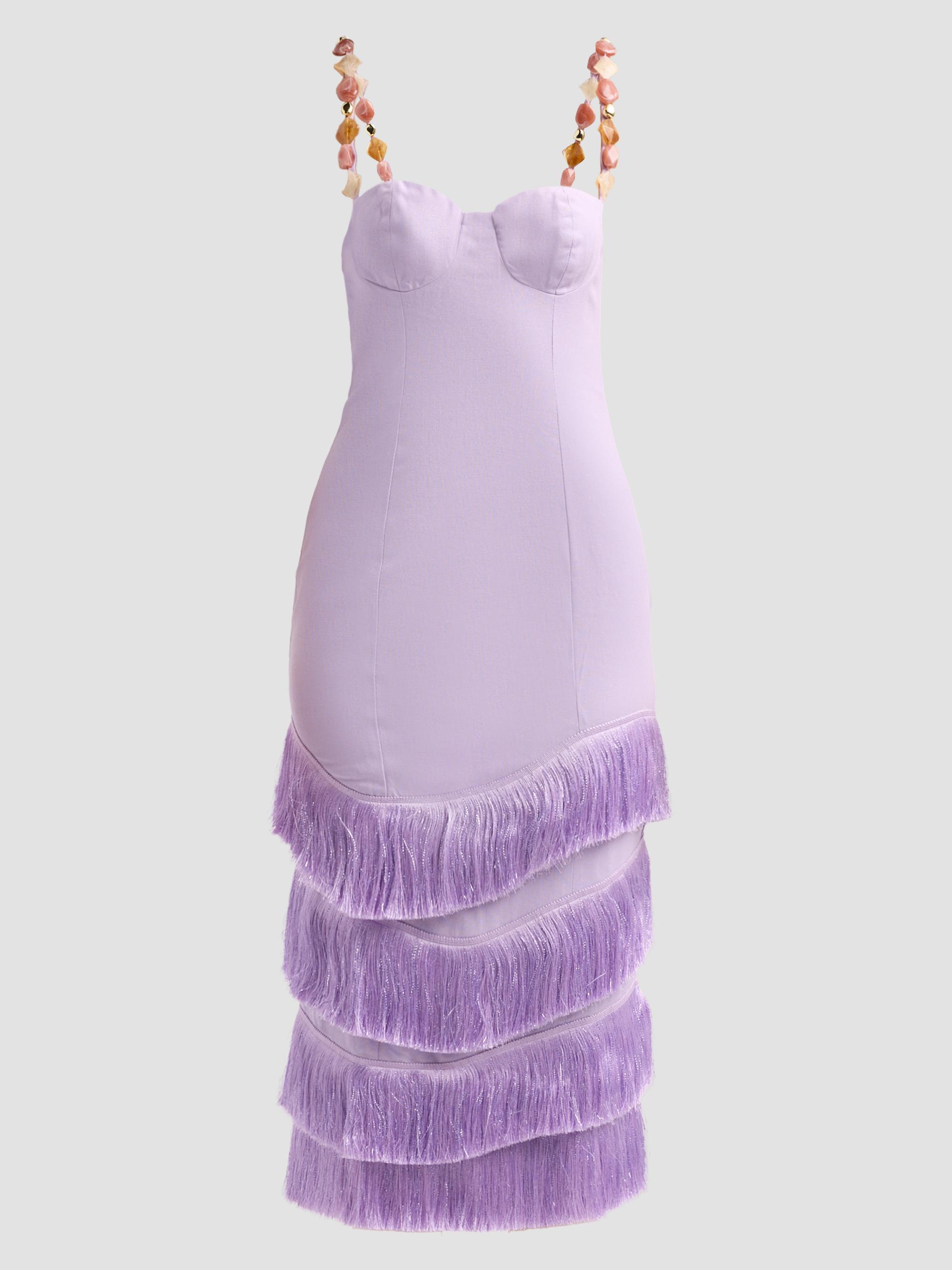 PatBO Women's Gabriela Linen Fringe Midi Dress - Lilac