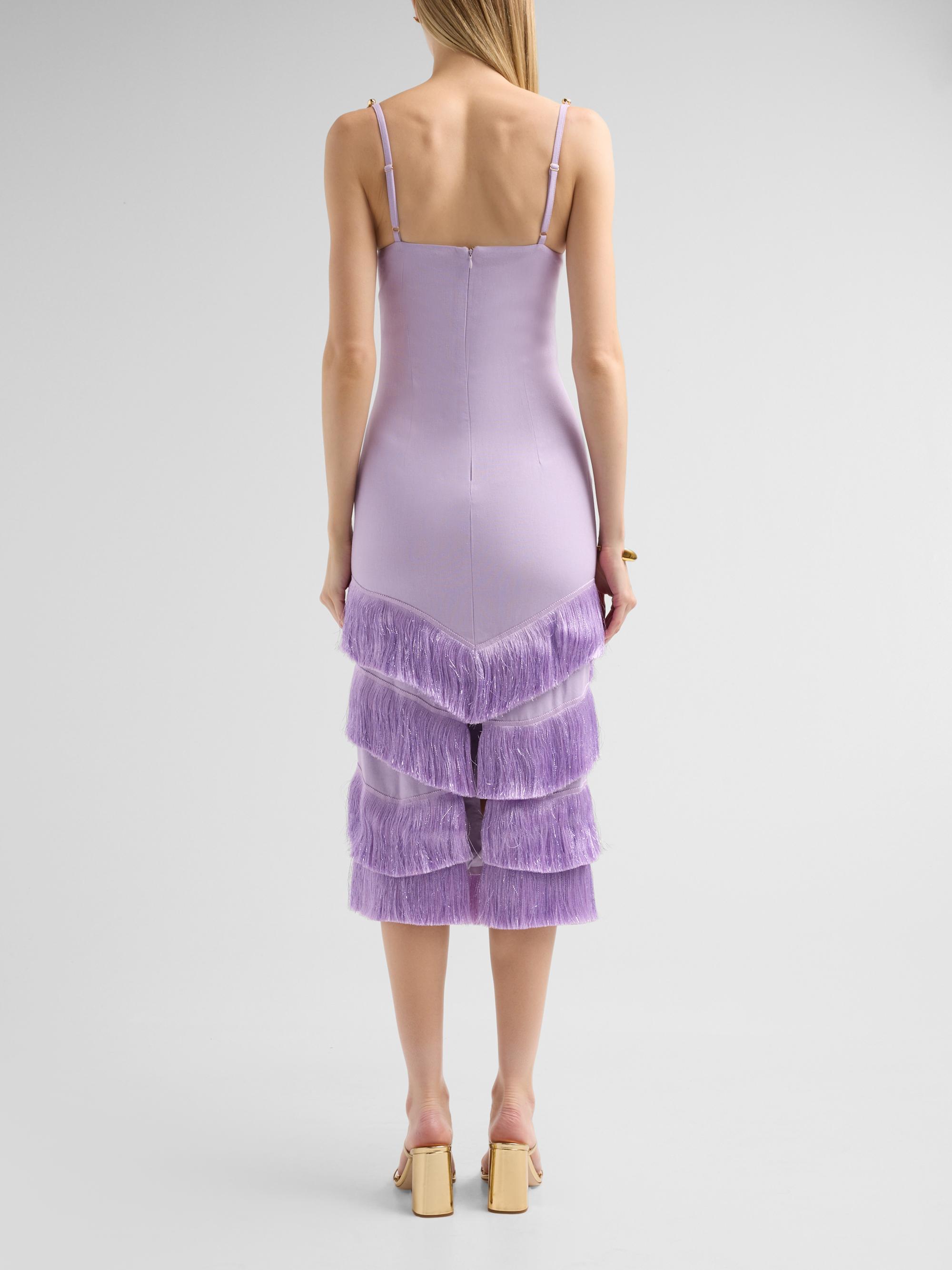 PatBO Women's Gabriela Linen Fringe Midi Dress - Lilac | Thumbnail 3