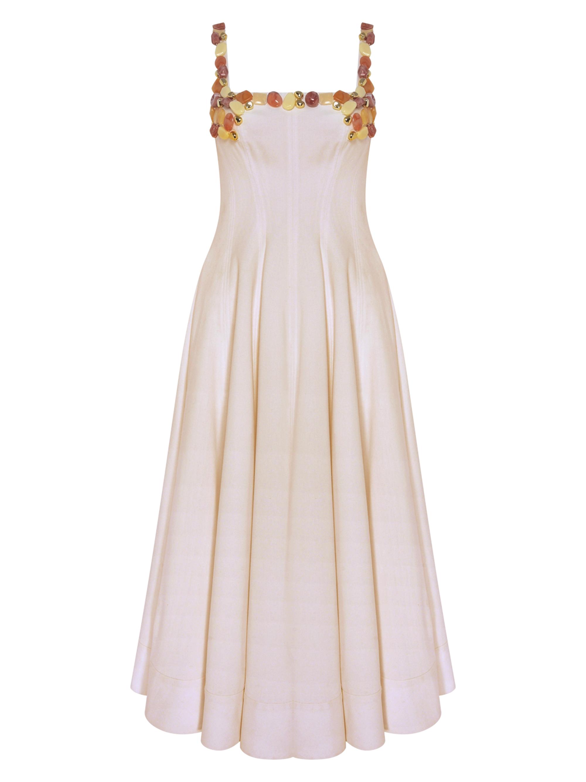 PatBO Women's Gabriela Beaded Fit-&-Flare Midi-Dress - White