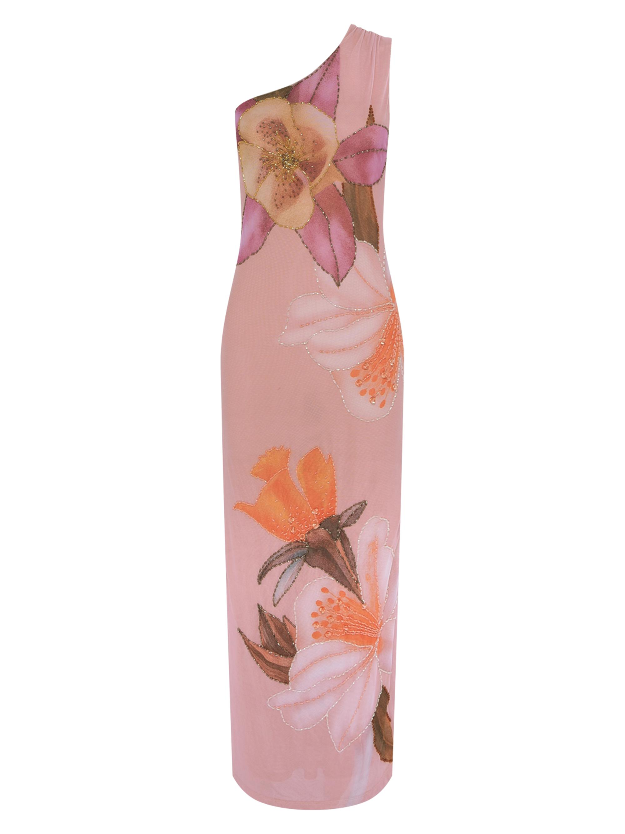 PatBO Women's Peony Floral One-Shoulder Maxi-Dress - Pink
