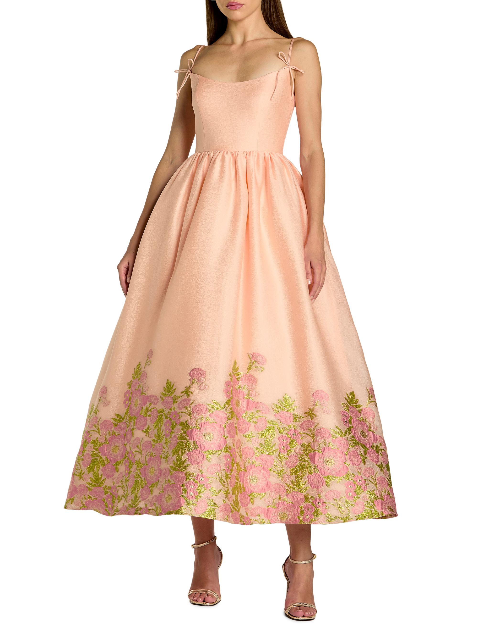 Mac Duggal Women's Brocade Organza Bow-Accented Midi-Dress - Pink Multi