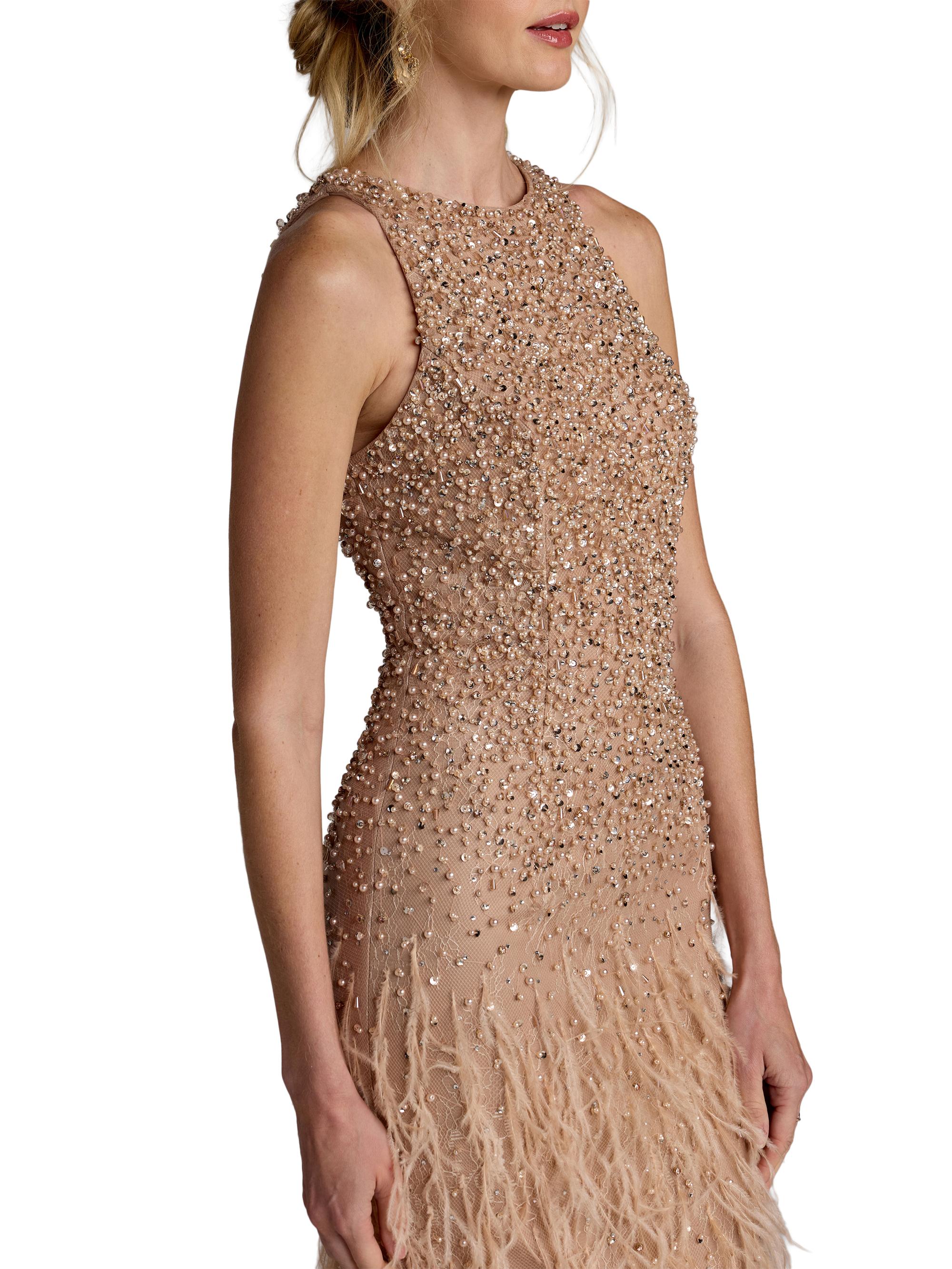 Mac Duggal Beaded Feather-Trimmed Gown | Saks Fifth Avenue