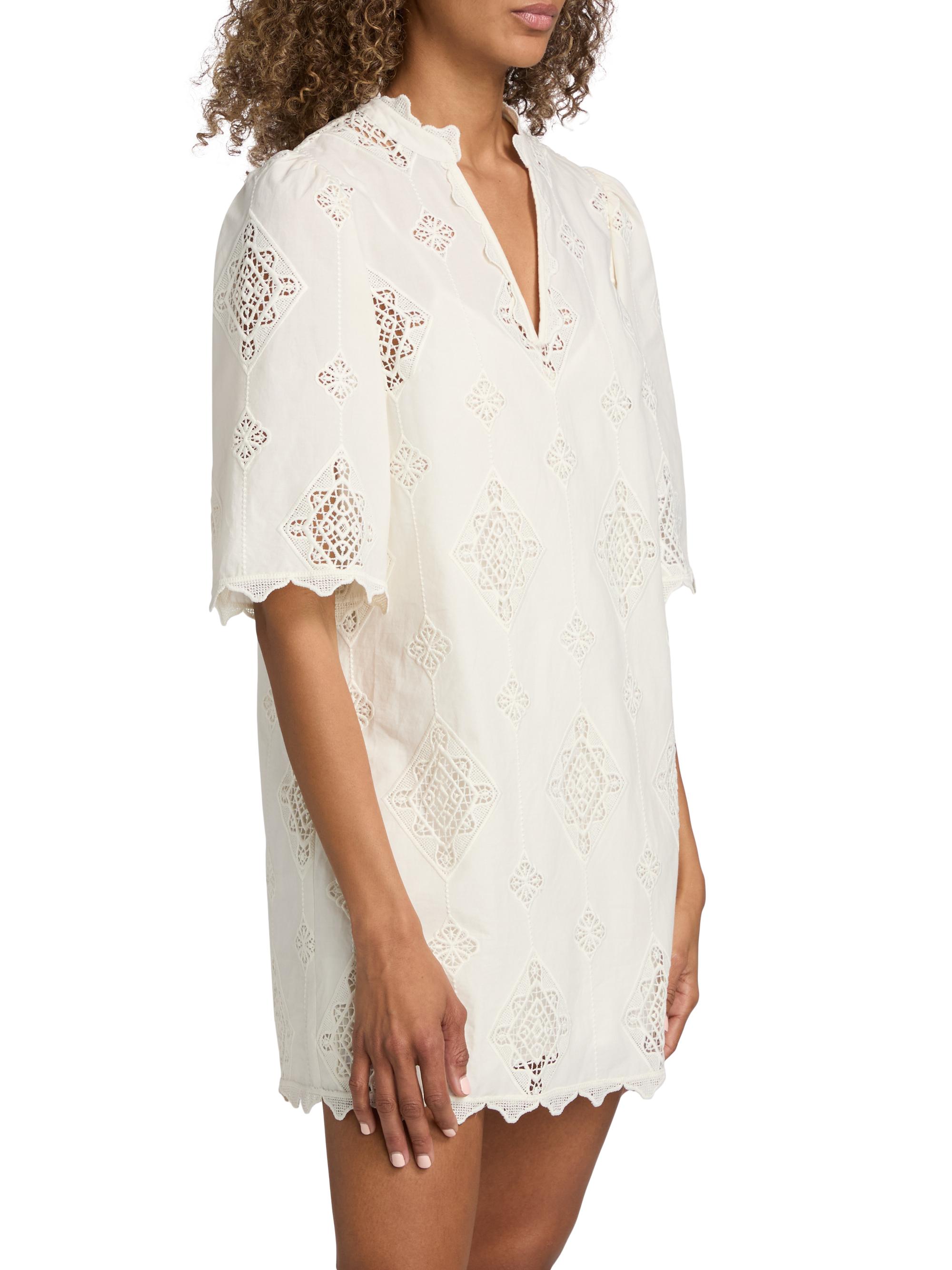 sachin and babi light blue dress English Factory Scallop Embroidered Cotton Mini Shirt Dress