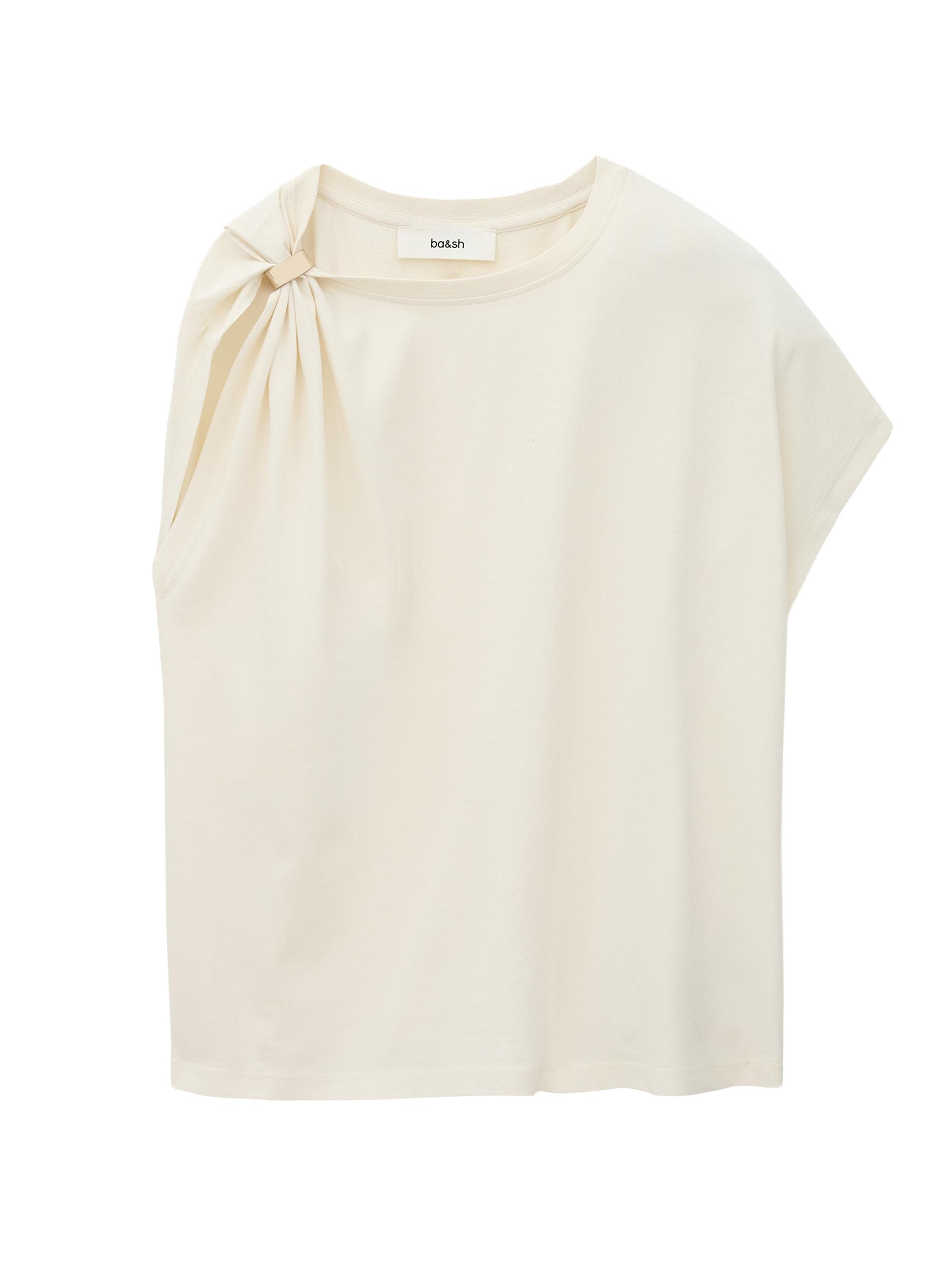 ba & sh Women's Allia Asymmetric Cotton T-Shirt - Ecru | Thumbnail 8