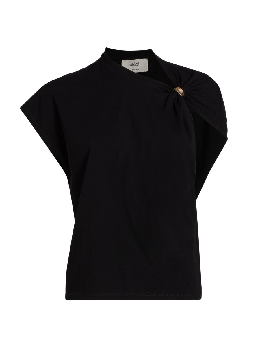 Ba&sh Women's Allia Asymmetric Cotton T-shirt In Black