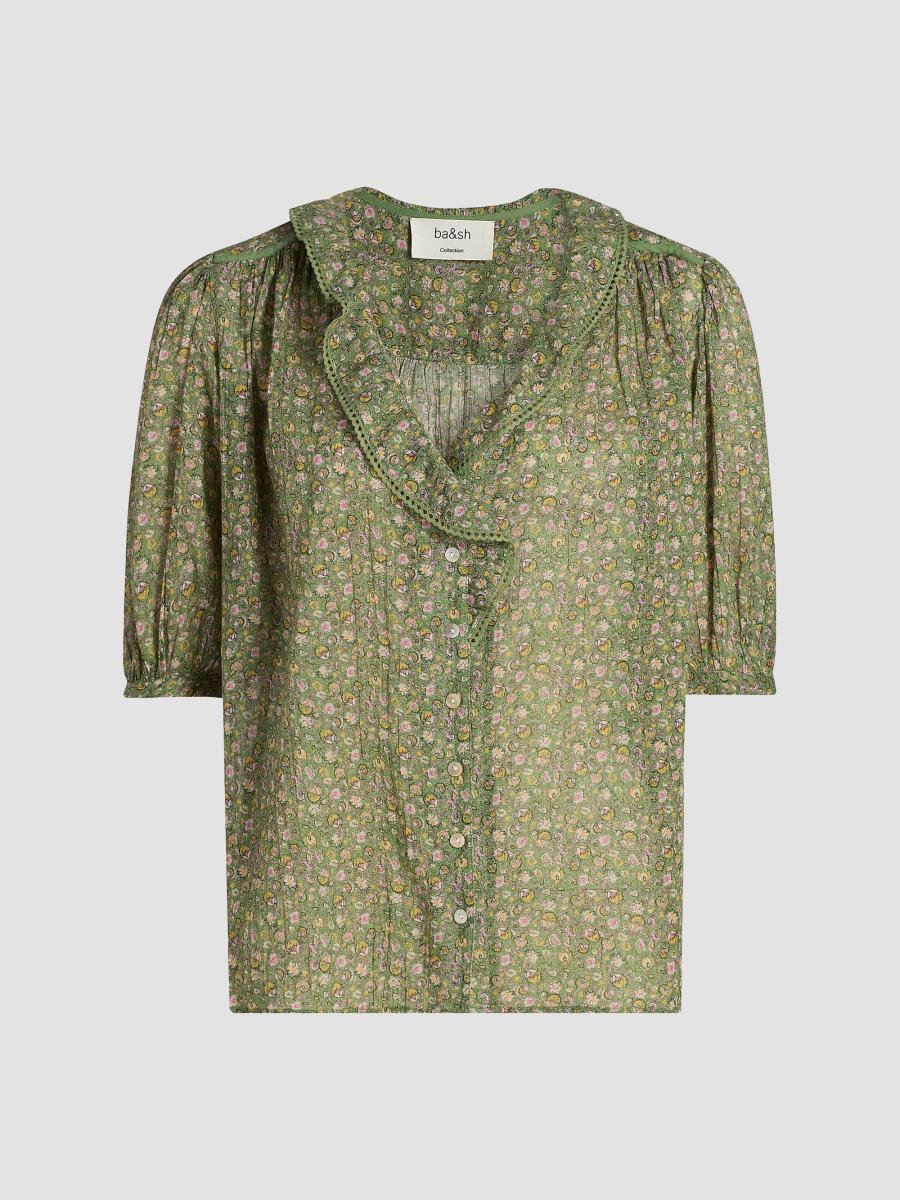 ba&sh Floral Embroidered-Trim Cotton Top | Saks Fifth Avenue