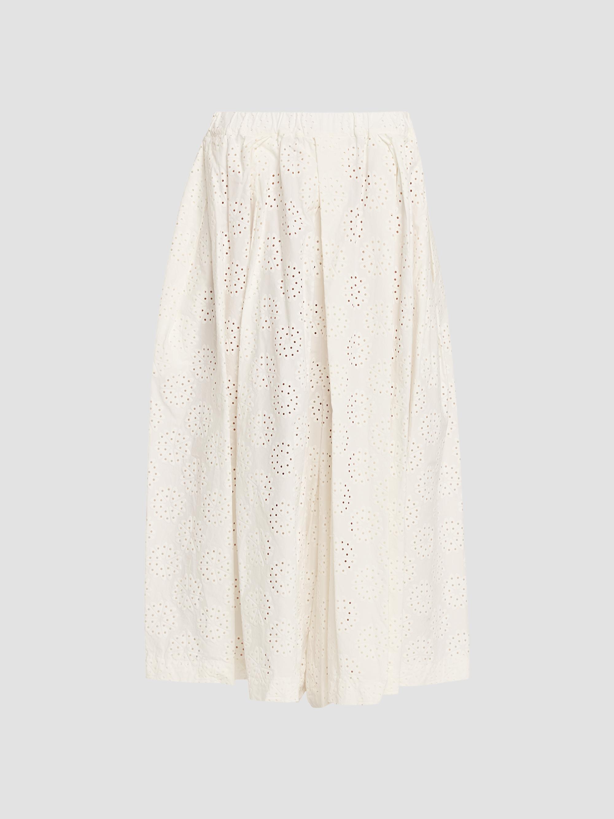 Comme des Garçons Women's Pleated Cotton Wide-Leg Pants - Off White