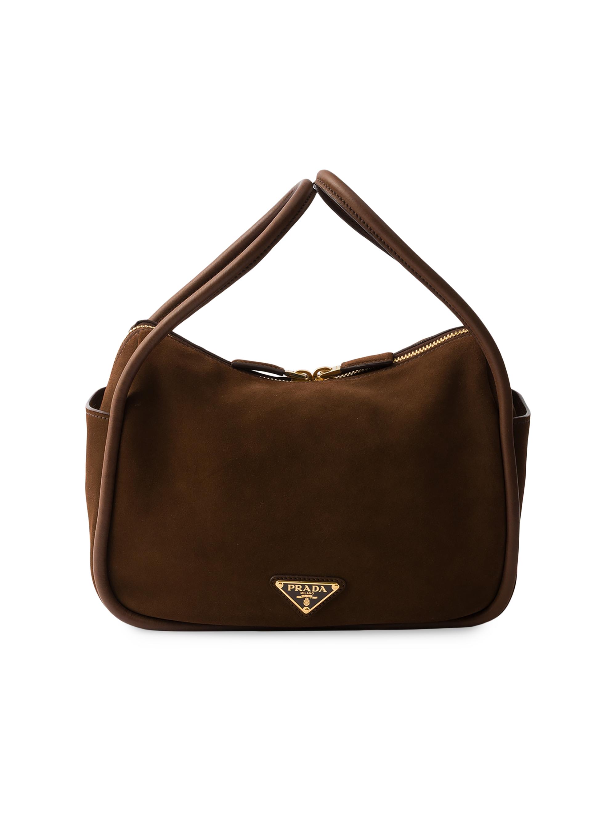 Prada Women's Darling Suede Top Handle Bag - Dark Brown