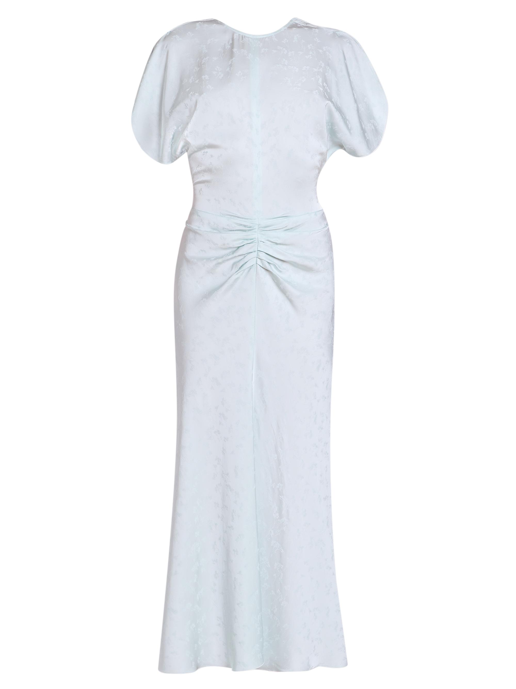Victoria Beckham Women's Gathered Waist Burnout Velvet Midi-Dress - Aquamarine