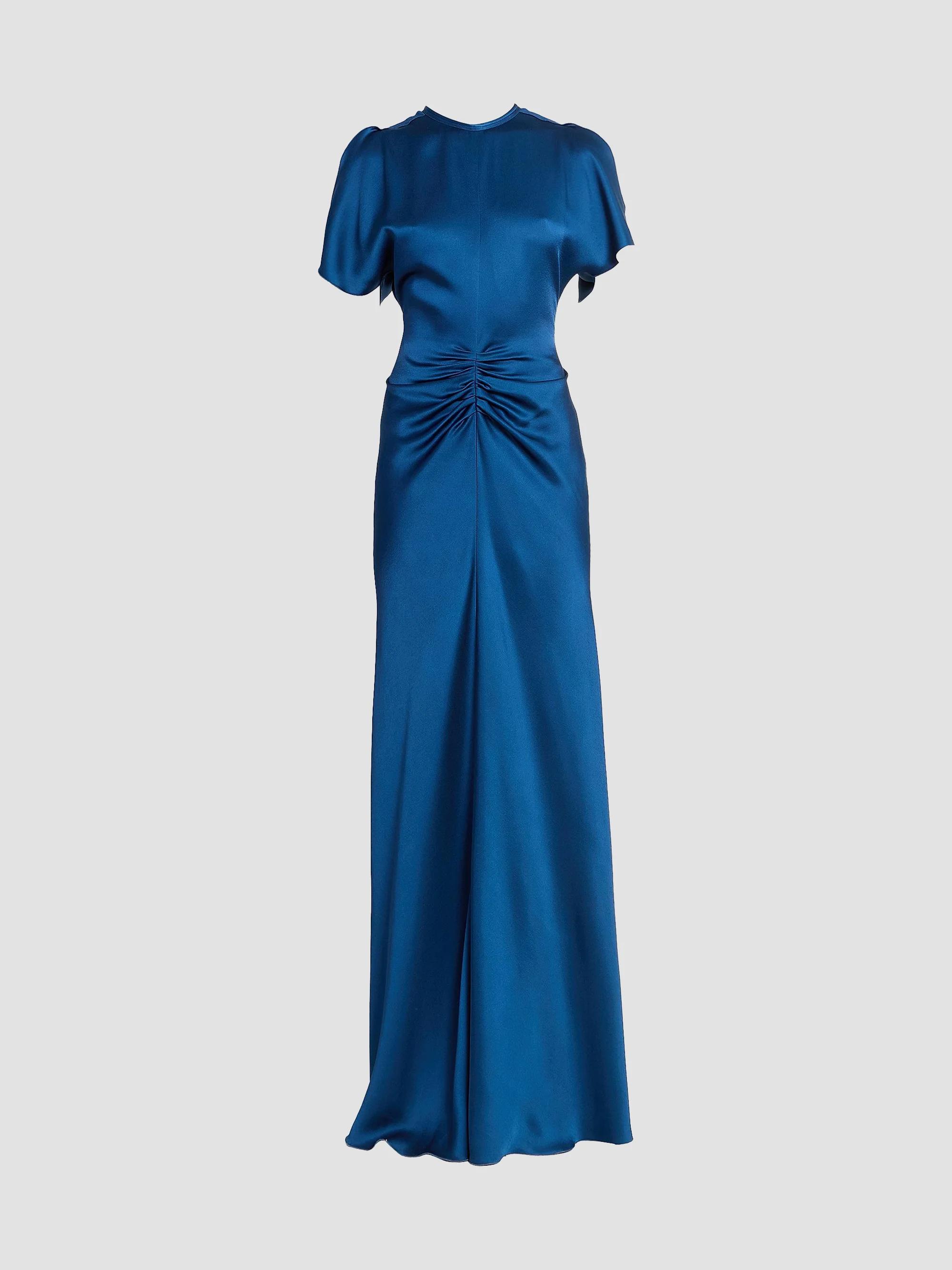 Victoria Beckham Satin Gathered Waist Maxi Dress | Saks Fifth Avenue