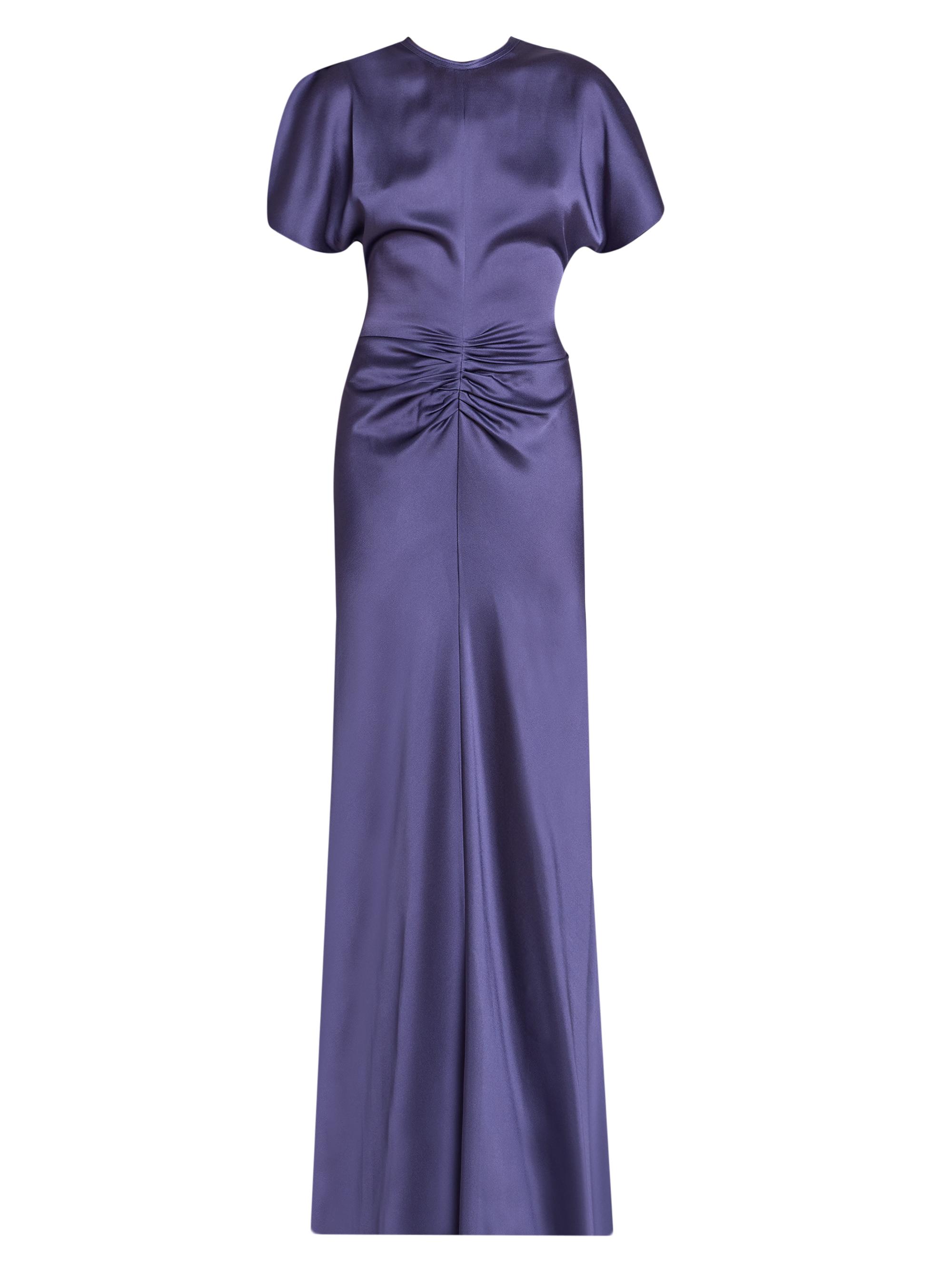 Satin Gathered Waist Maxi Dress