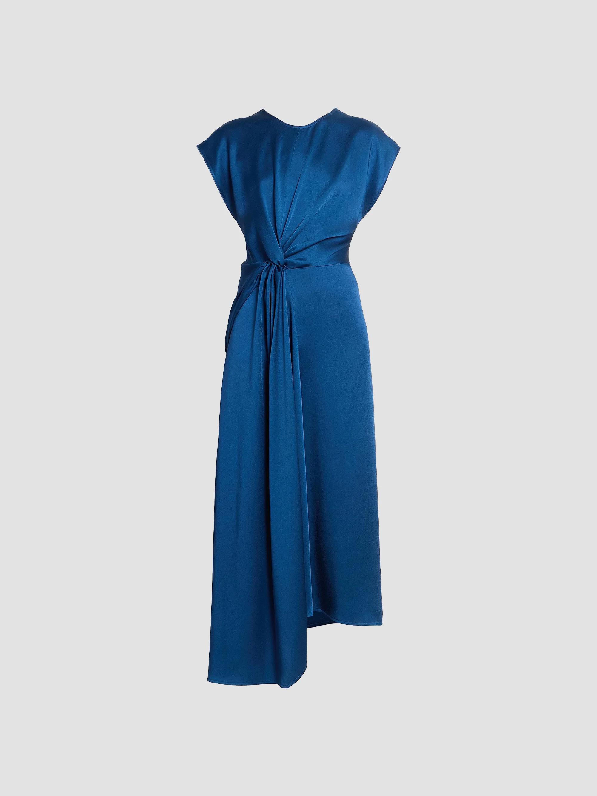 Victoria Beckham Satin Twist Waist Midi-Dress | Saks Fifth Avenue