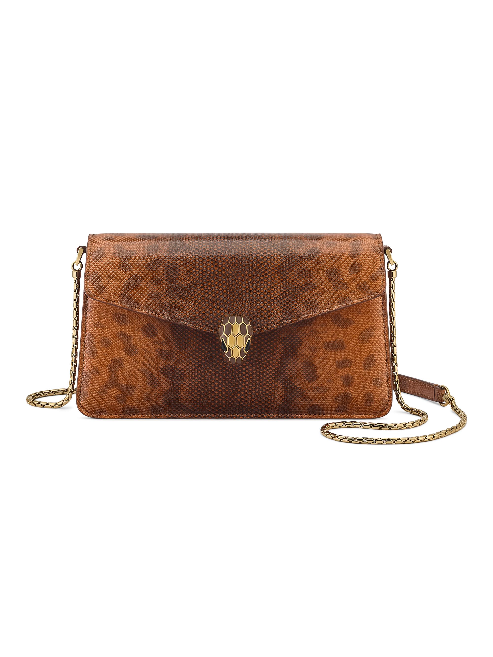 BVLGARI Women's Serpenti Printed Snake-Embossed Leather Shoulder Bag - Amber