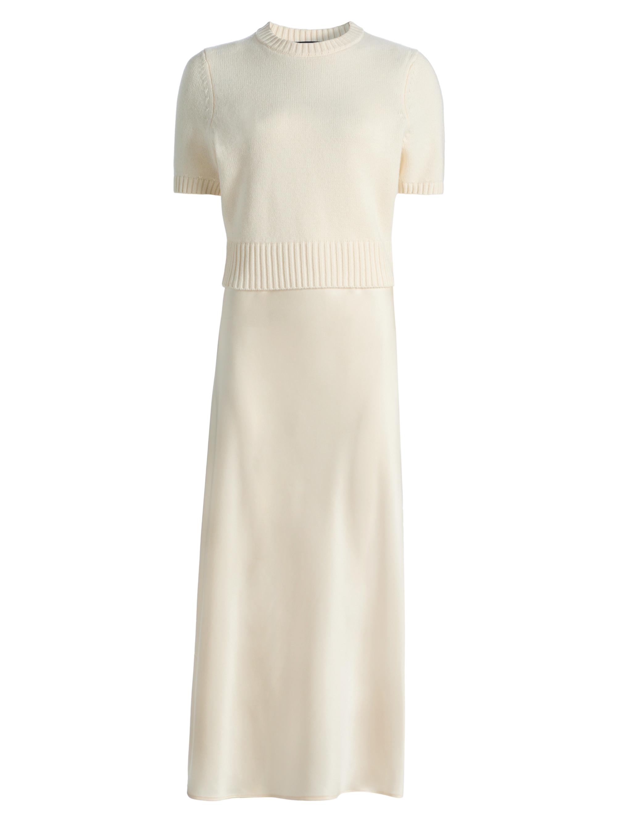 matteau classic knit dress Amal Button Front Sweater Dress A-Line Long Sleeve Midi