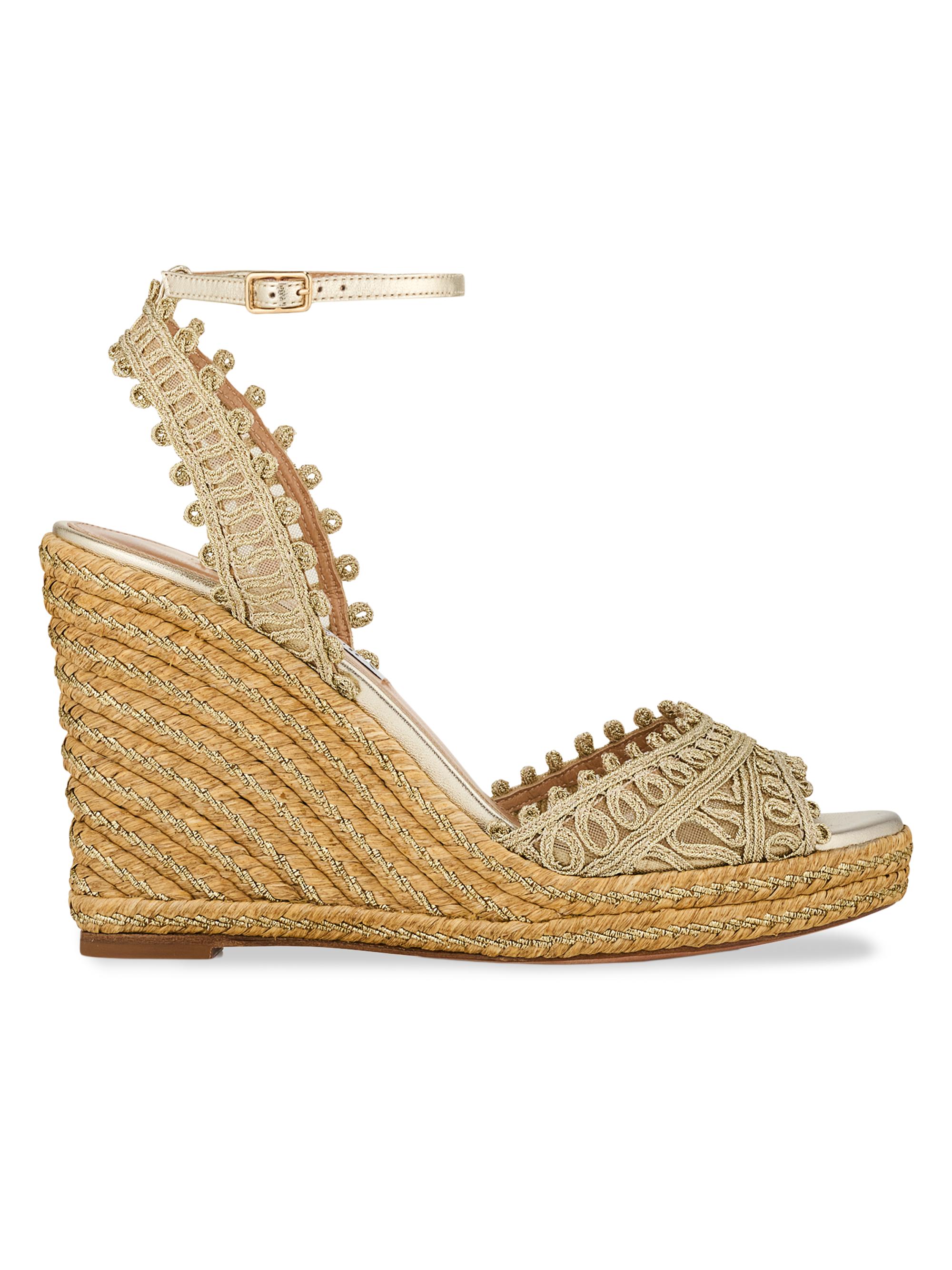 Aquazzura Women's Kahlo 105MM Espadrille Wedge Sandals - Soft Gold