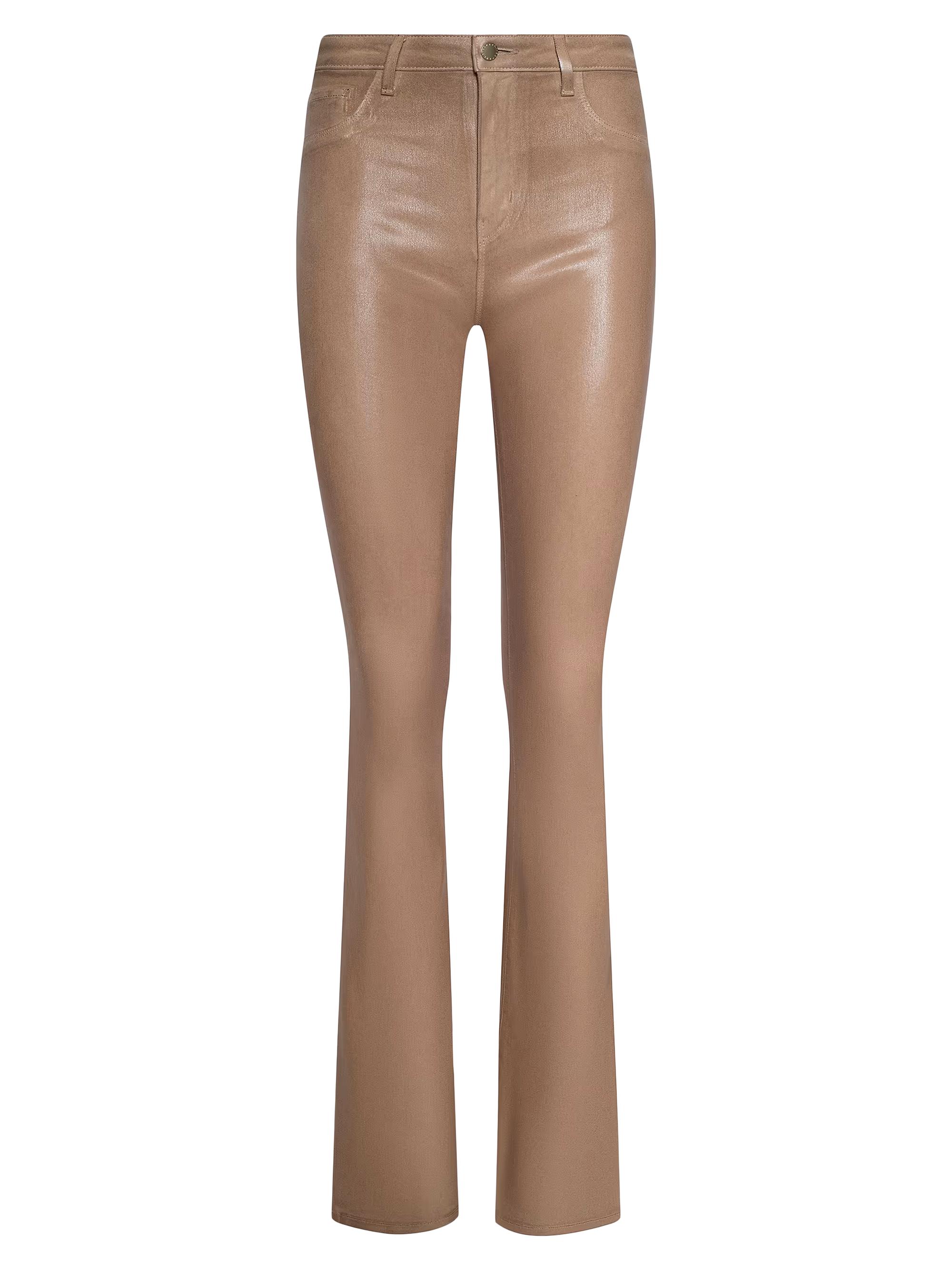 L'AGENCE Women's Marty Coated High-Rise Flare Jeans - Cappuccino Coated