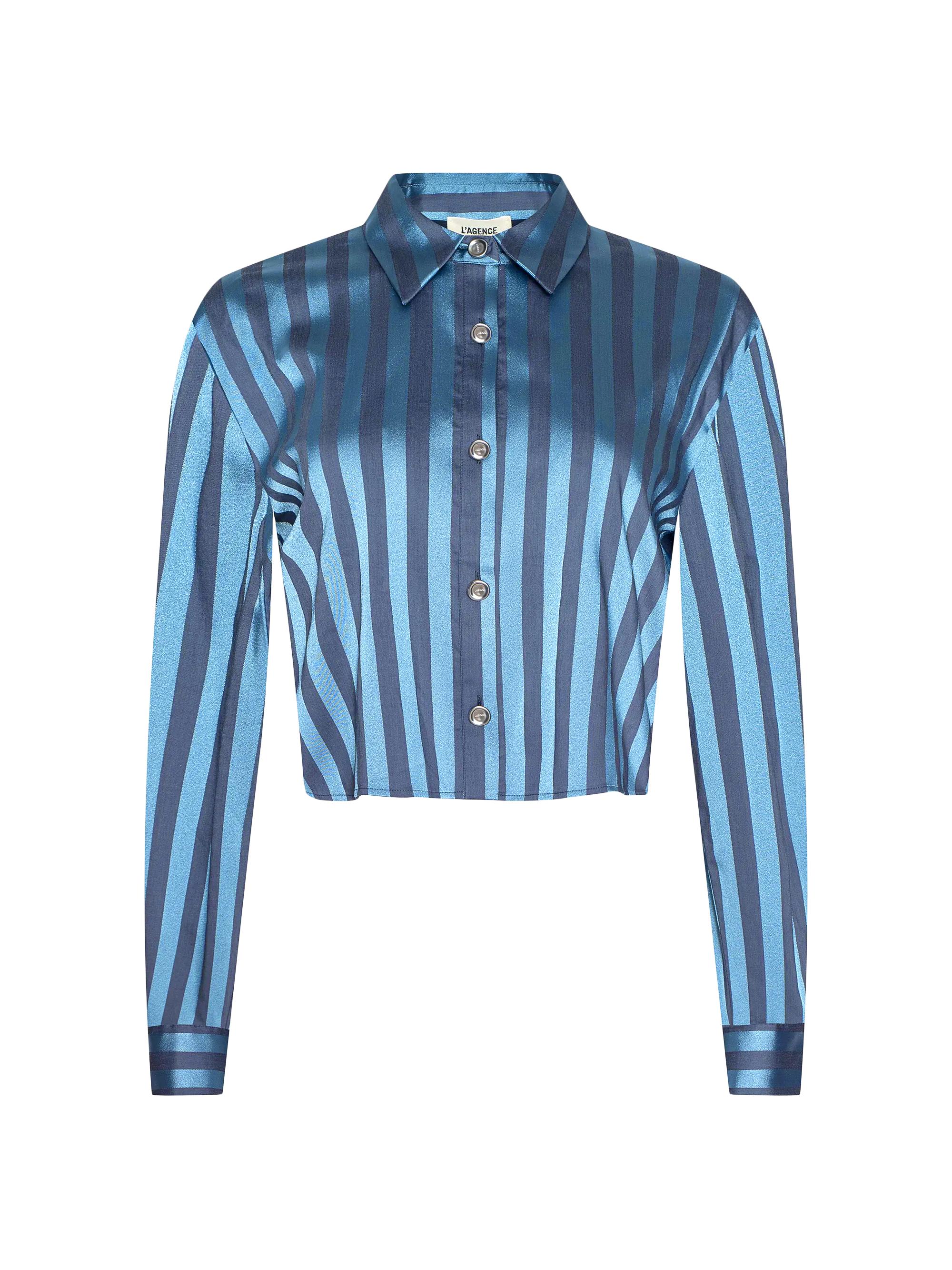 L'AGENCE Women's Cosette Striped Satin Shirt - Blue Multi Stripe