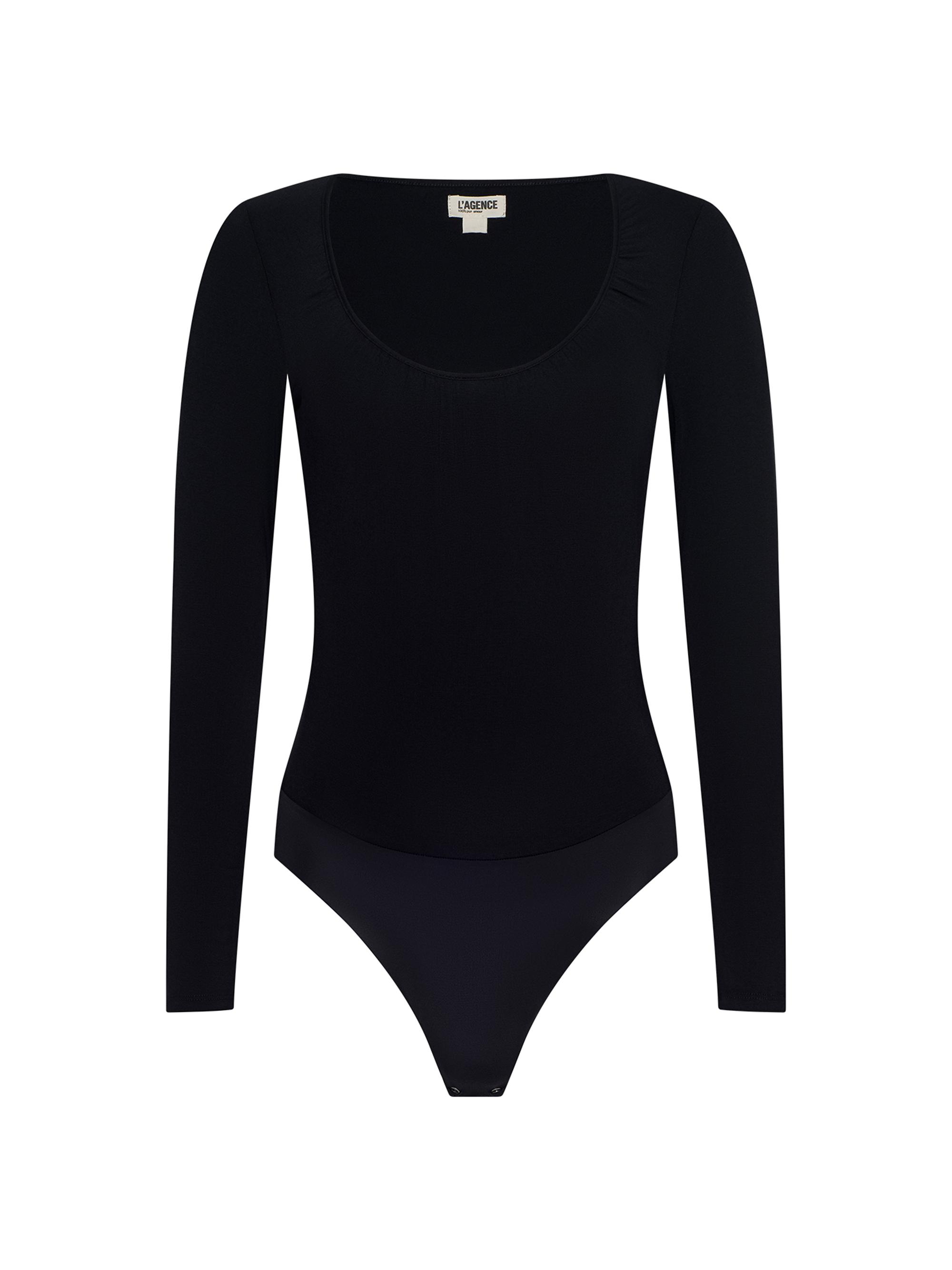 L'AGENCE Women's Cassandra Ruched Bodysuit - Black