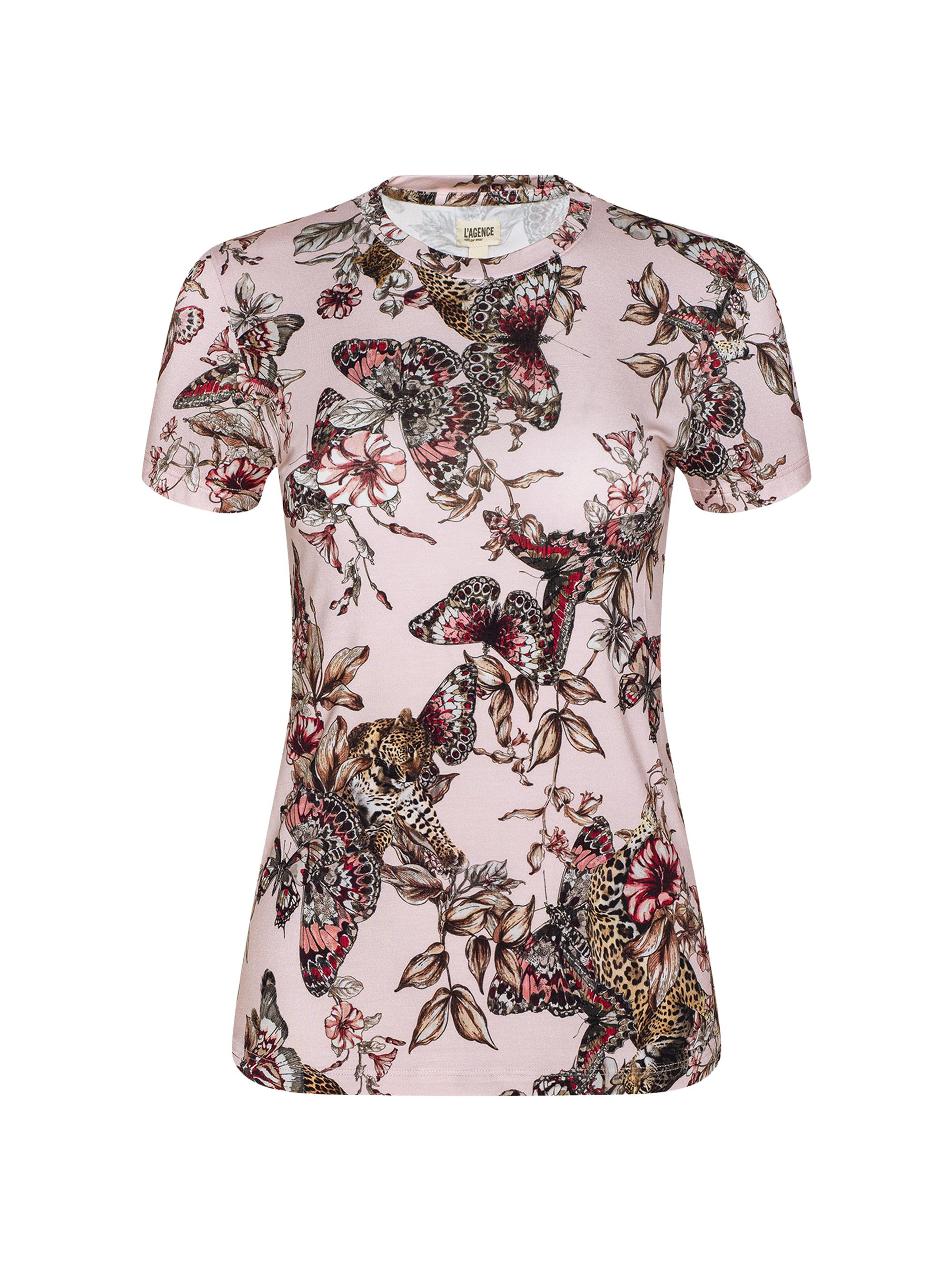 L'AGENCE Women's Ressi Butterfly Jungle T-Shirt - Nectar Pink Multi