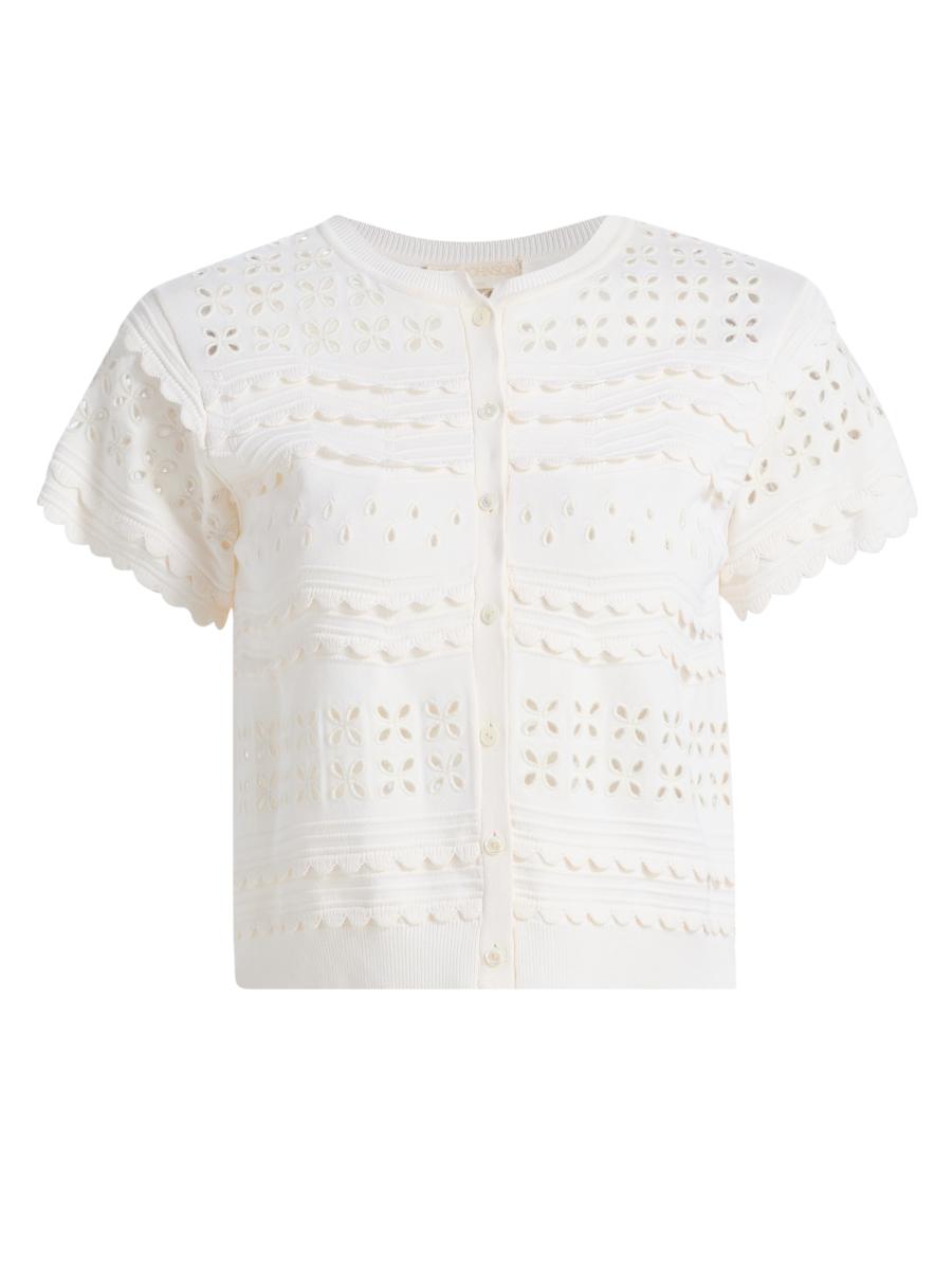 Ulla Johnson Women's Abriana Eyelet Cropped Cardigan In Brown