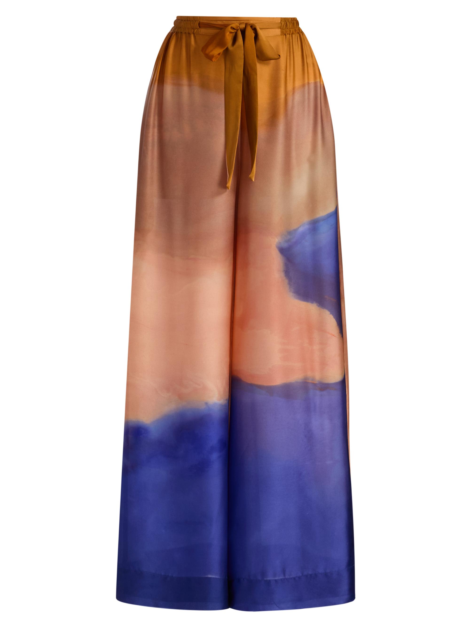 Ulla Johnson Women's Julien Tie-Dye Silk Wide-Leg Pants - Moontide