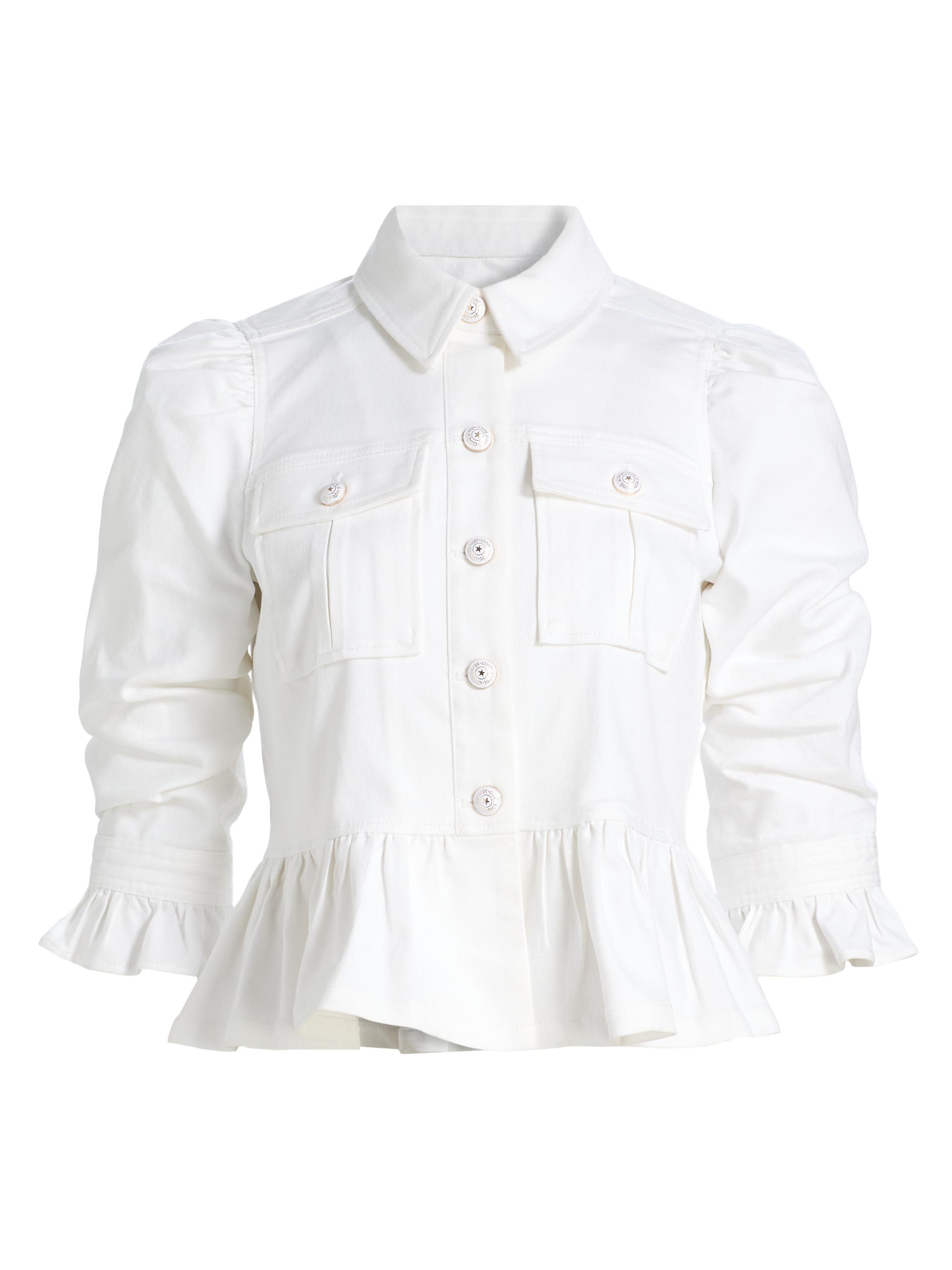 Cinq à Sept Women's Delanie Ruffled Denim Jacket - White