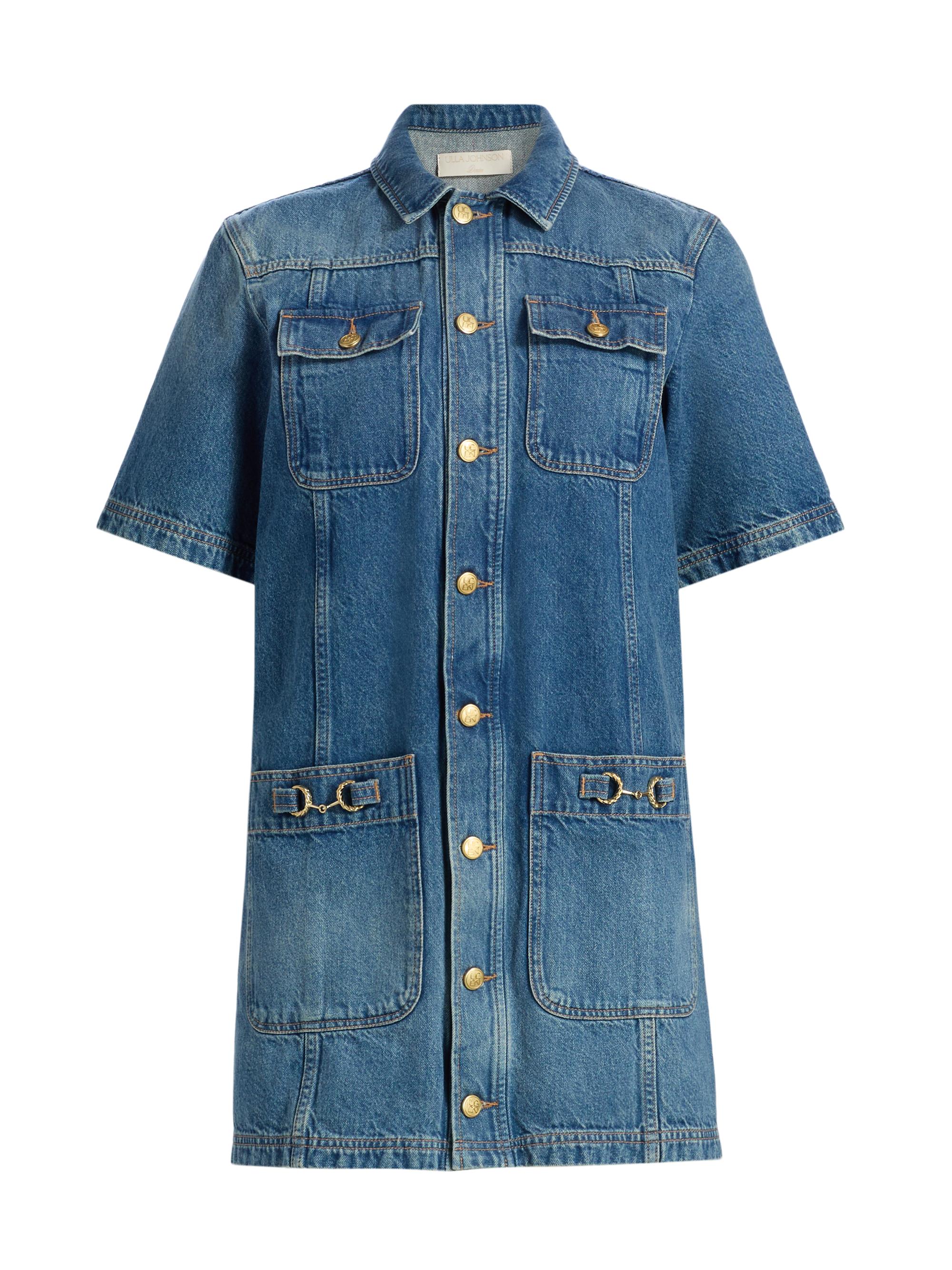 Ulla Johnson Women's Painters Denim Mini-Shirtdress - Danube