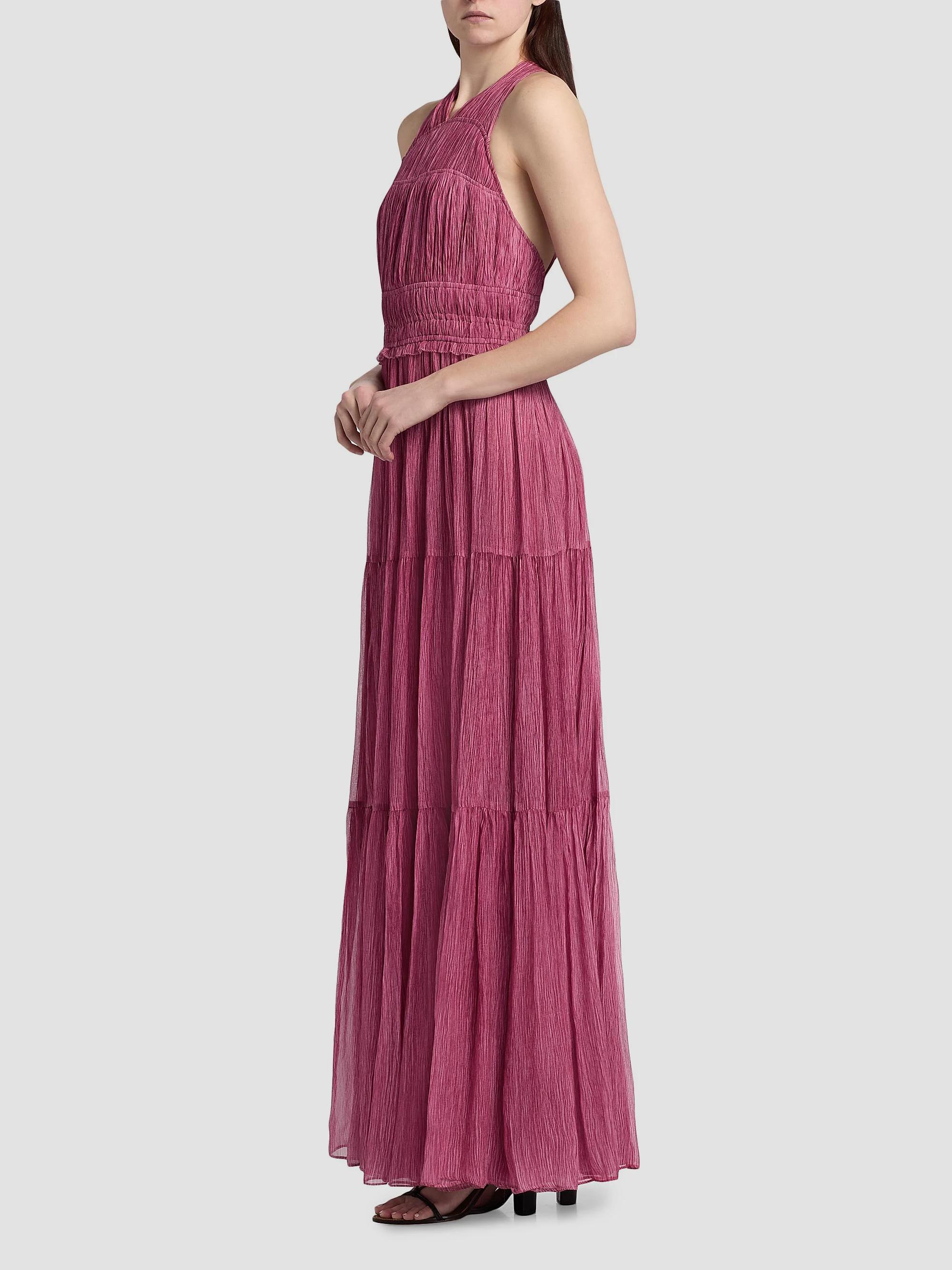 freesia formal dress Ulla Johnson Silk Chiffon Gown wedding pearl necklace