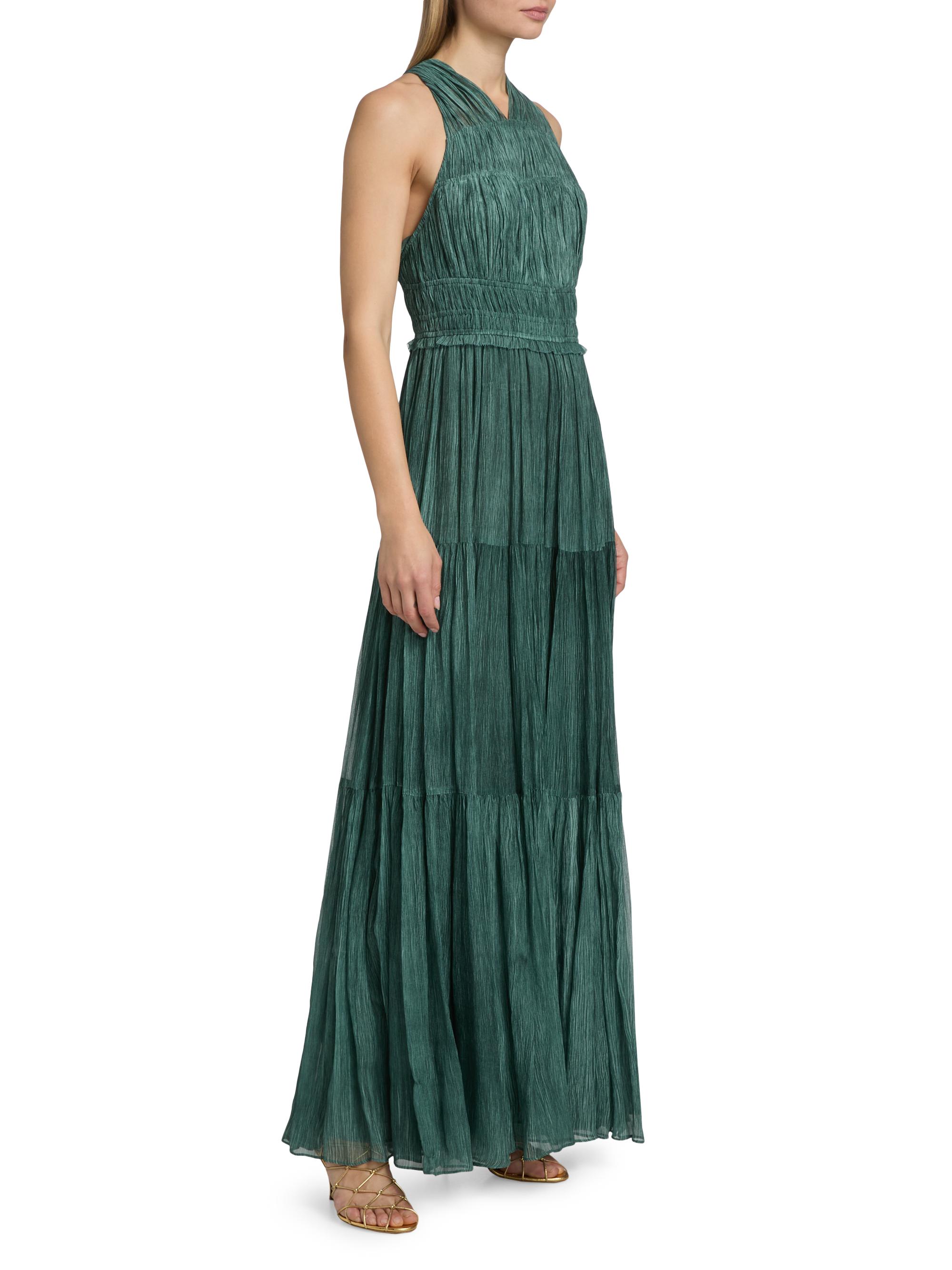 Ulla Johnson Women's Freesia Shirred Silk Chiffon Sleeveless Gown - Kelp | Thumbnail 4