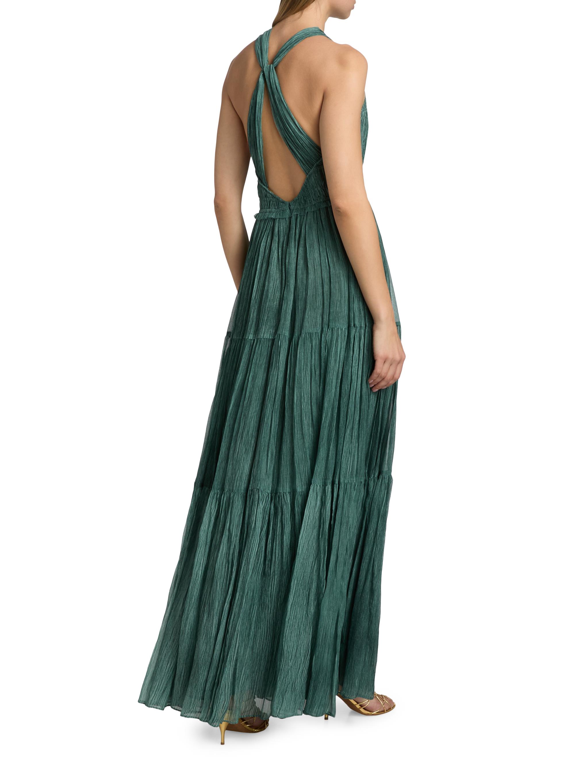Ulla Johnson Women's Freesia Shirred Silk Chiffon Sleeveless Gown - Kelp | Thumbnail 5