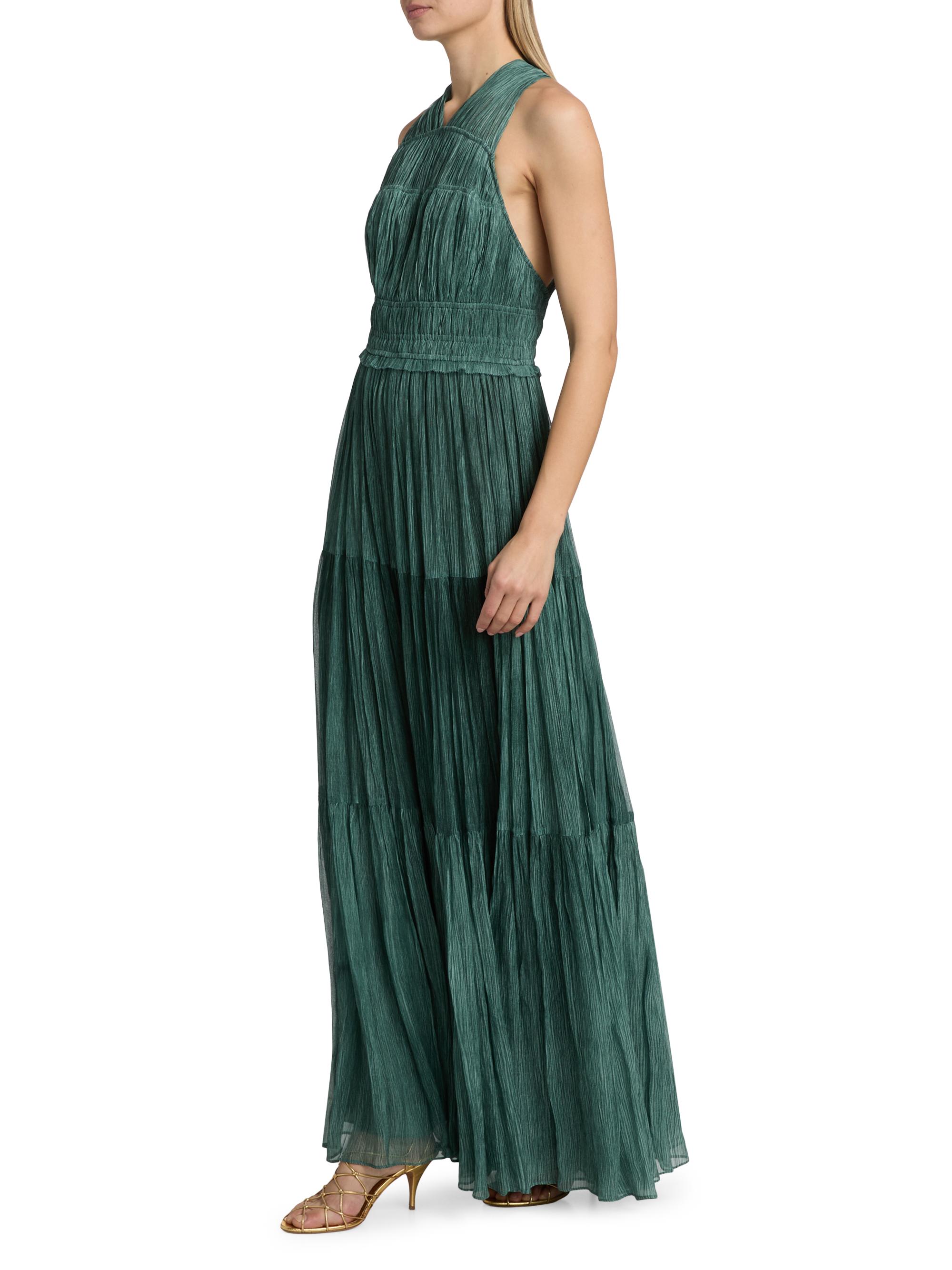 Ulla Johnson Women's Freesia Shirred Silk Chiffon Sleeveless Gown - Kelp | Thumbnail 2