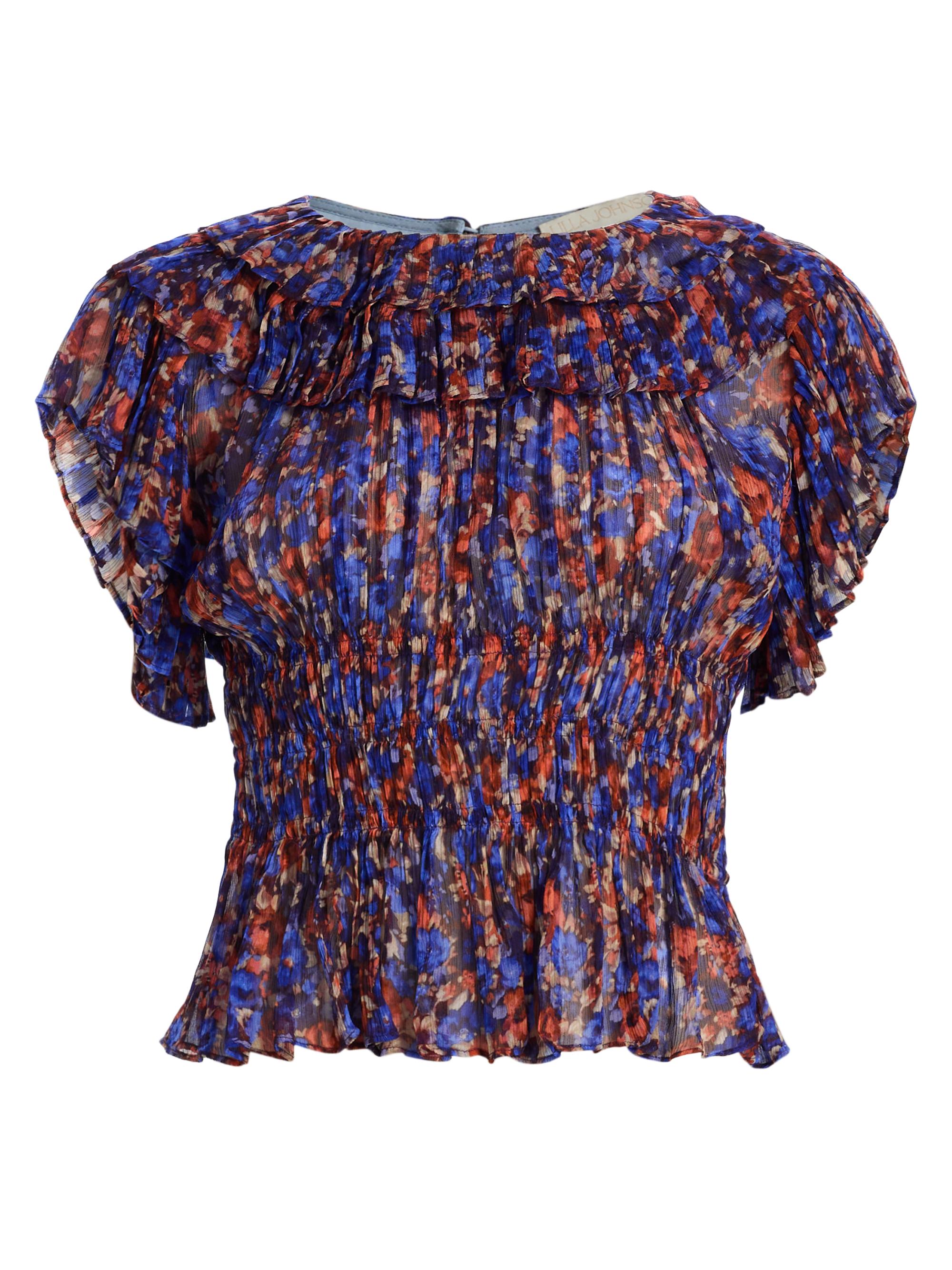 Ulla Johnson Women's Athene Printed Smocked Silk Top - Morning Glory