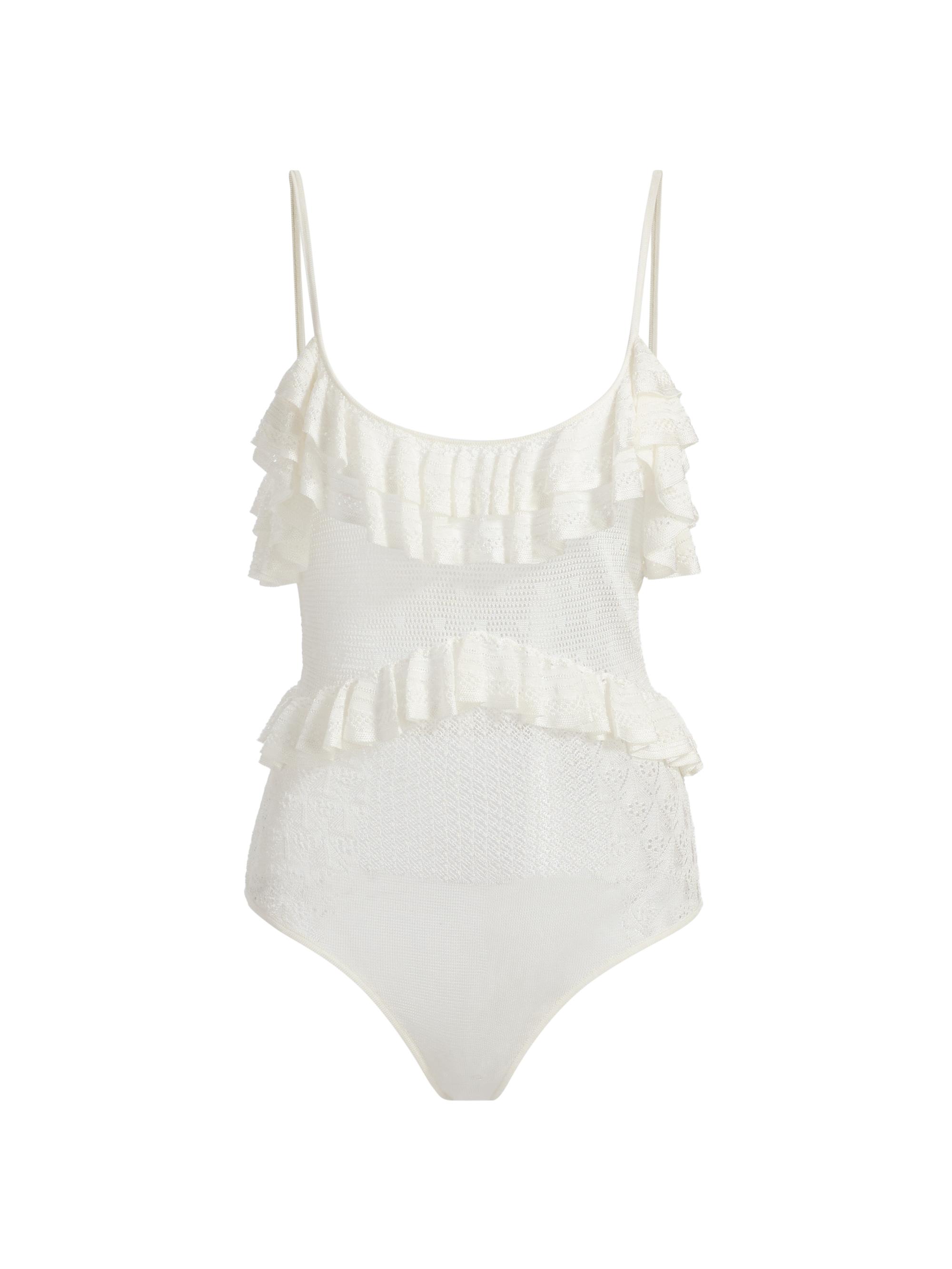 Ulla Johnson Women's Bania Ruffle Knit Bodysuit - Pearled