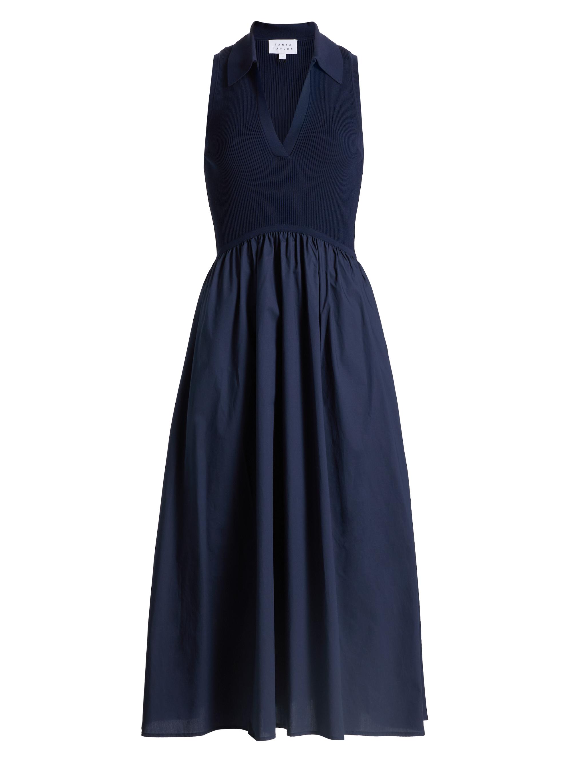 Tanya Taylor Women's Bess Mixed-Media Midi-Dress - Maritime Blue