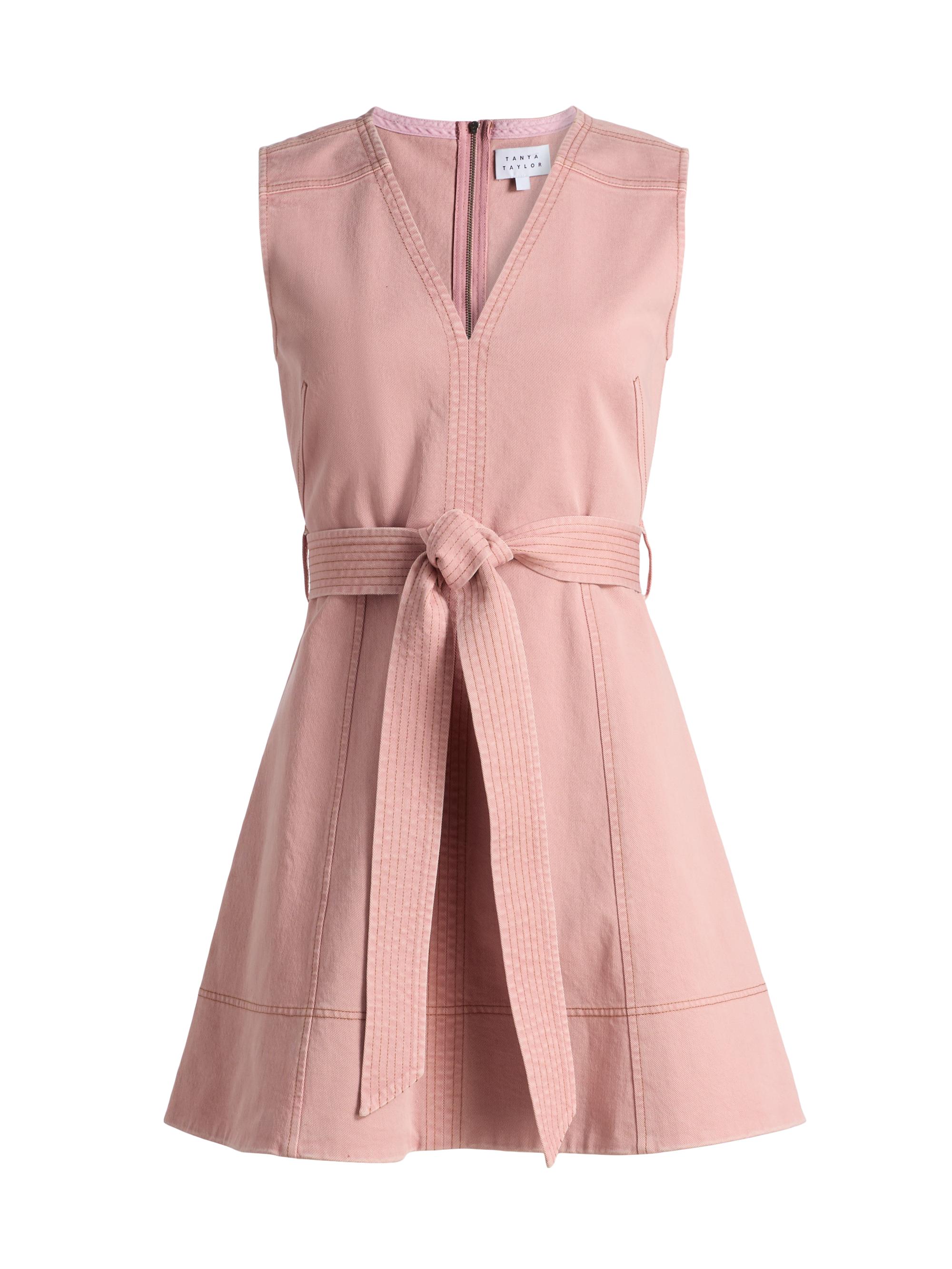 Tanya Taylor Women's Reina Belted Denim Minidress - Rose Quartz