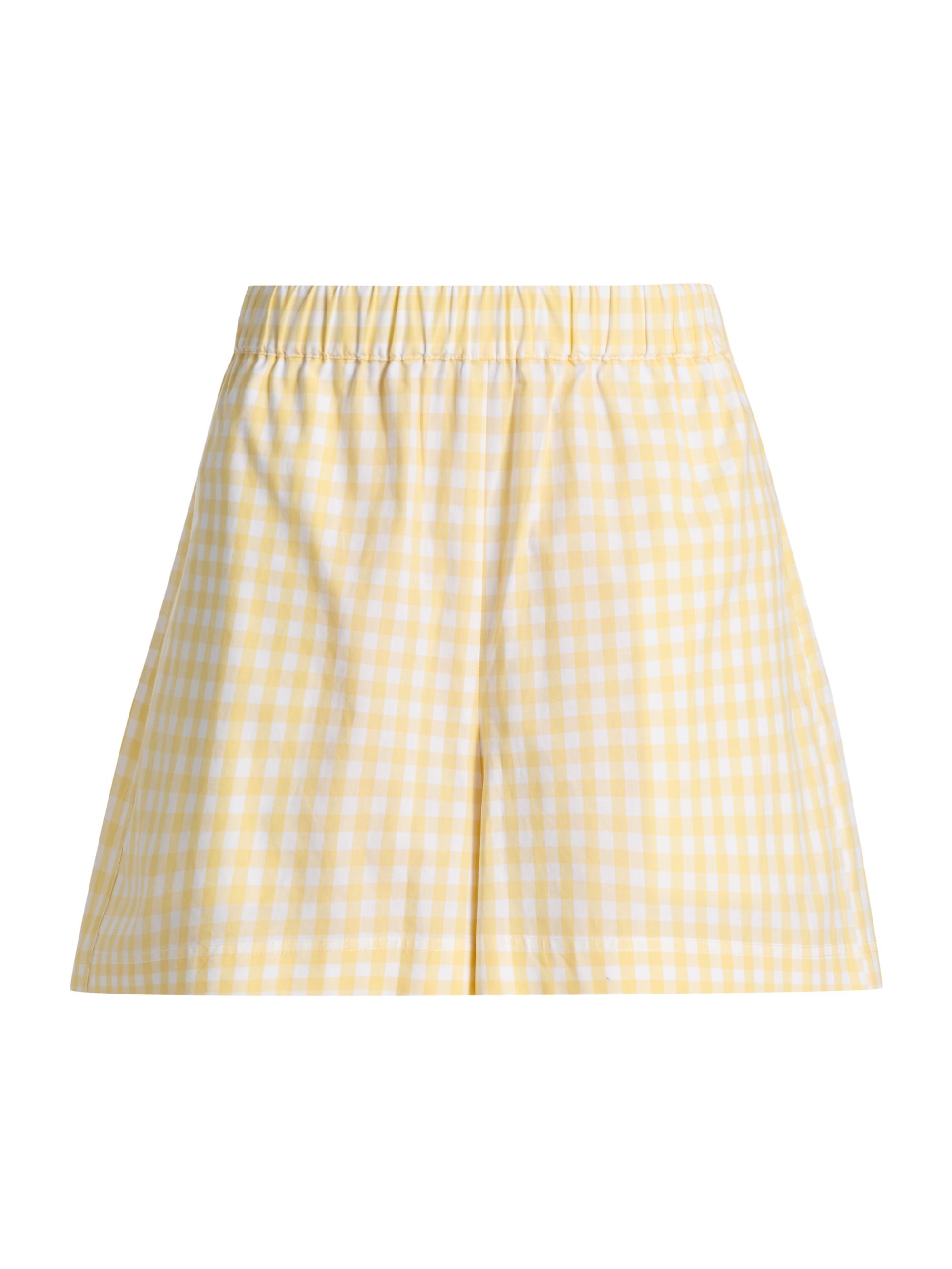 Tanya Taylor Women's Fallon Gingham Cotton Wide-Leg Shorts - Lemon Meringue Multi