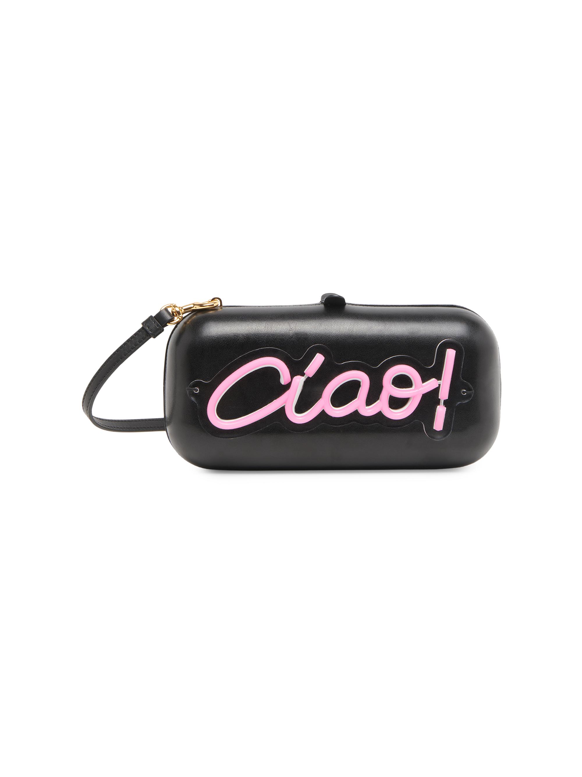 Moschino Women's 'Ciao!' Script Logo Clutch - Black