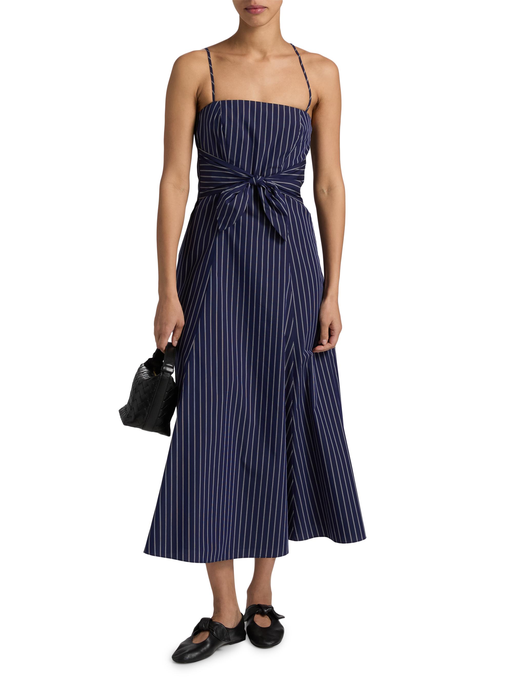 Derek Lam 10 Crosby Zandra Striped Shirting Tie-Front Midi-Dress