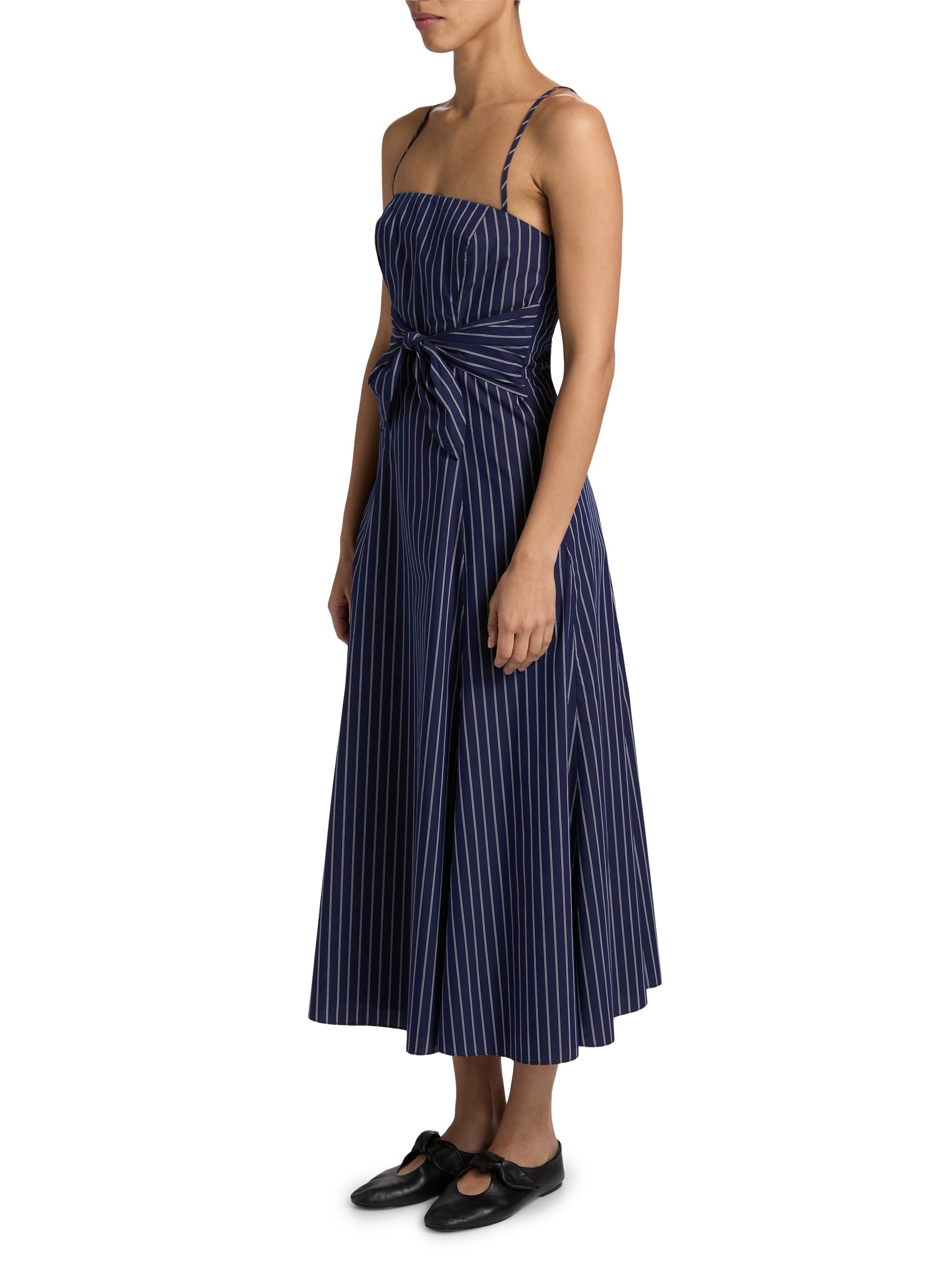 Derek Lam 10 Crosby Zandra Striped Shirting Tie-Front Midi-Dress