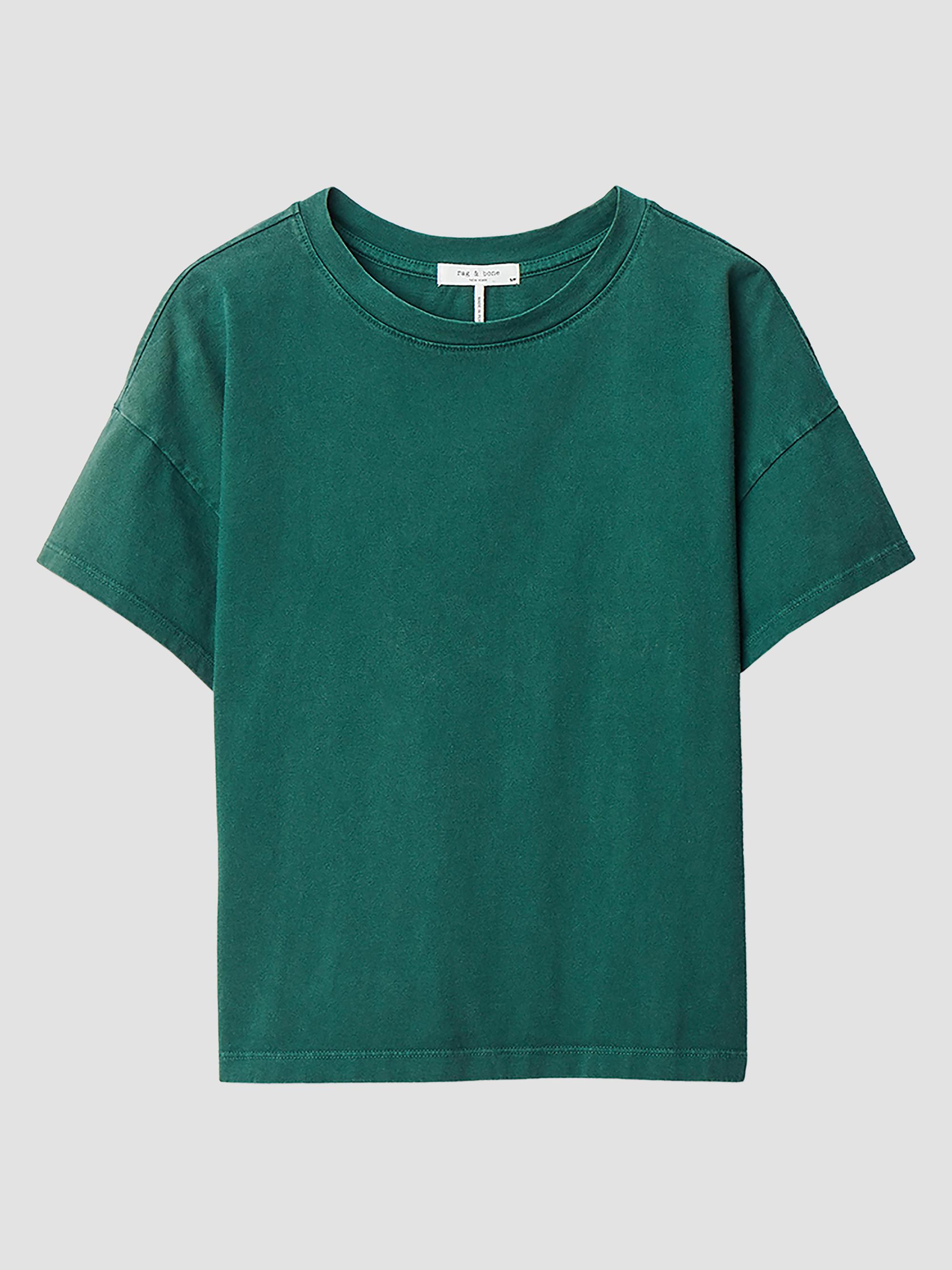 rag & bone Women's Kelly Distressed Washed Boxy T-Shirt - Forest