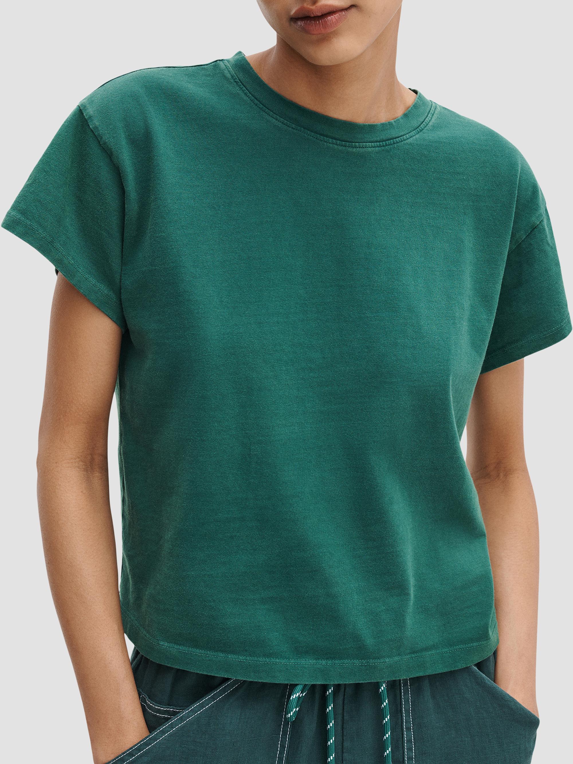 rag & bone Women's Kelly Distressed Washed Boxy T-Shirt - Forest | Thumbnail 5