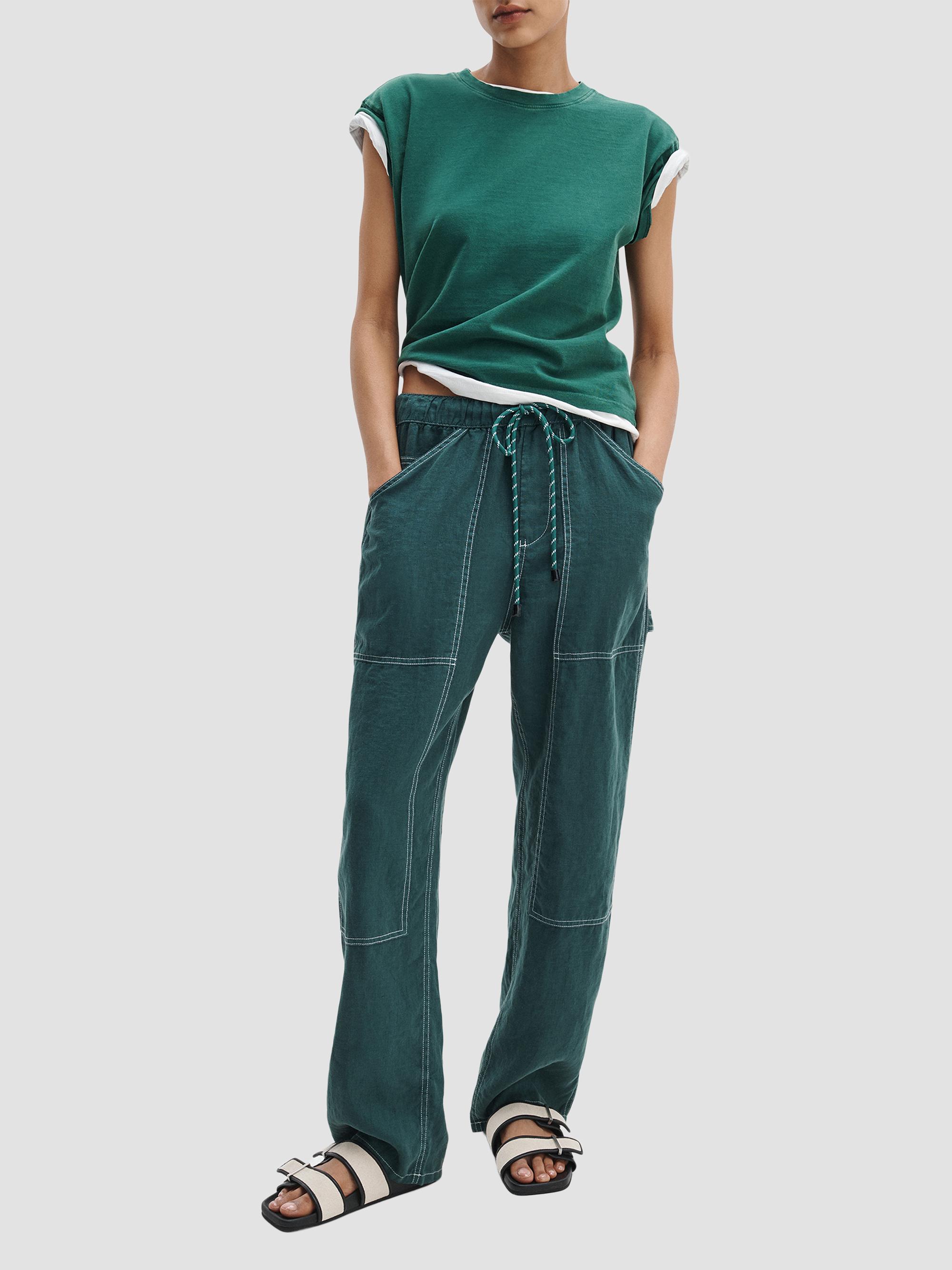 rag & bone Women's Kelly Distressed Washed Boxy T-Shirt - Forest | Thumbnail 2