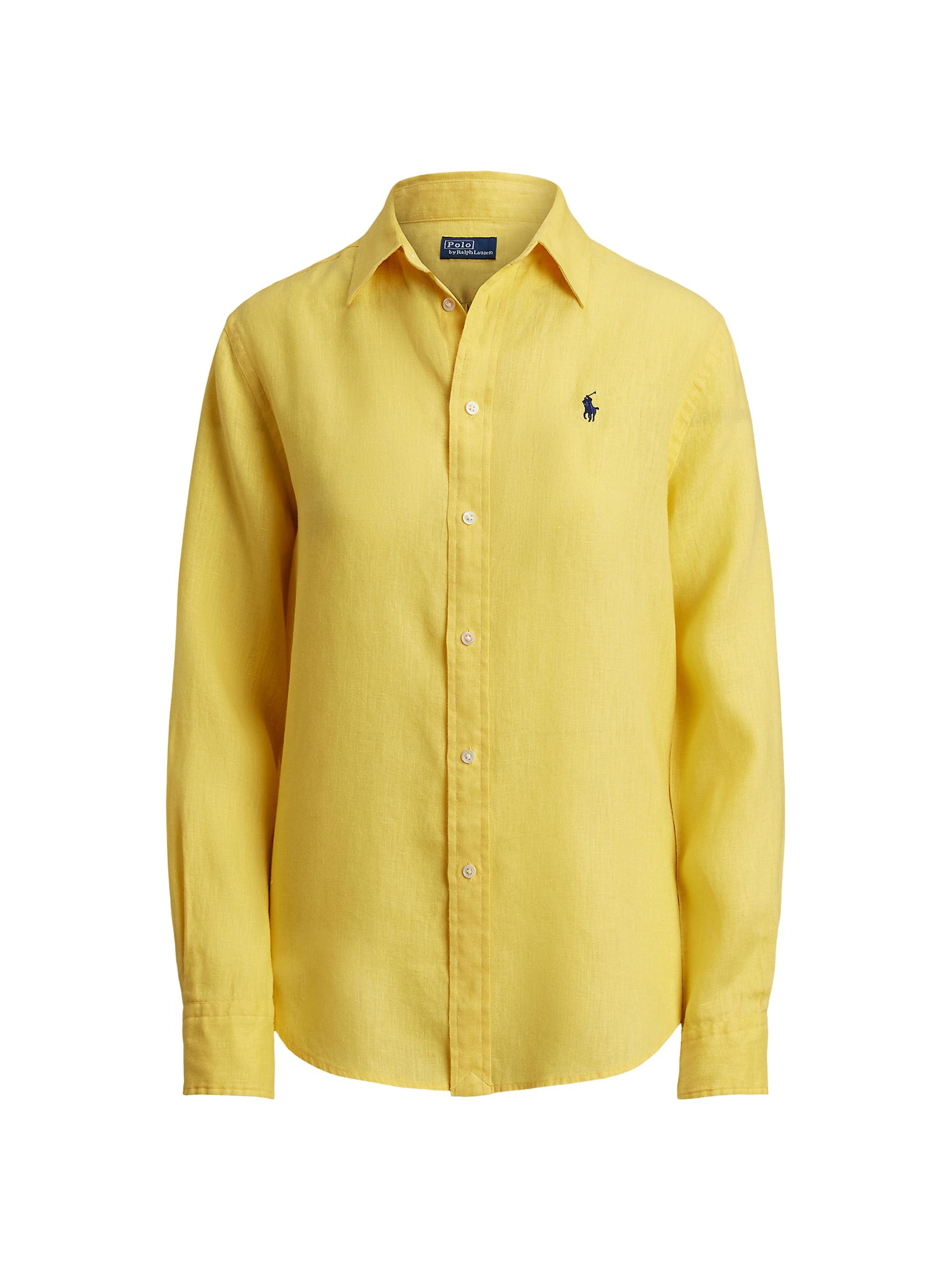 Polo Ralph Lauren Women's Logo-Embroidered Linen Classic-Fit Shirt - Oasis Yellow