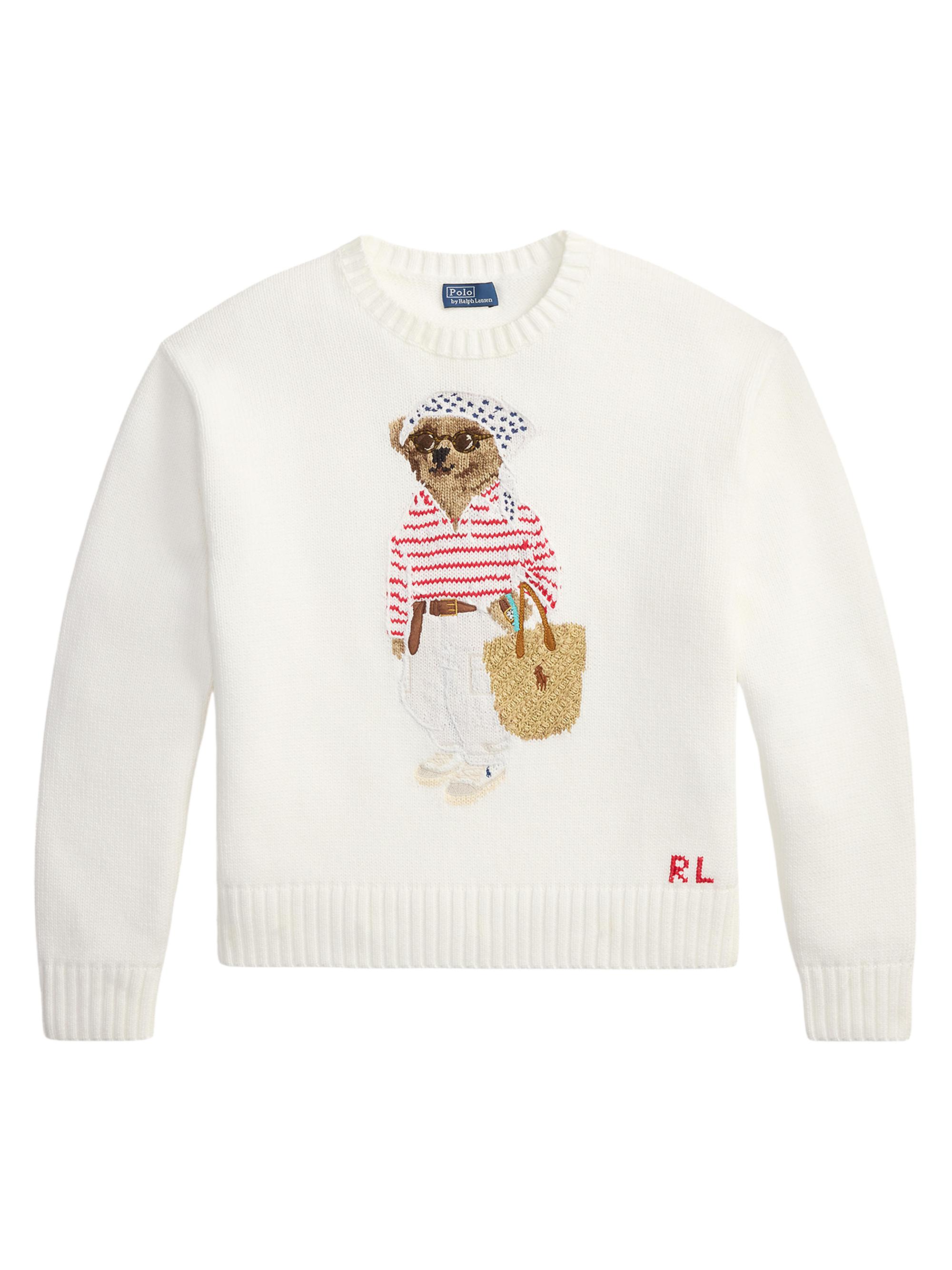 Polo Ralph Lauren Women's Polo Bear Cotton Sweater - White Multi