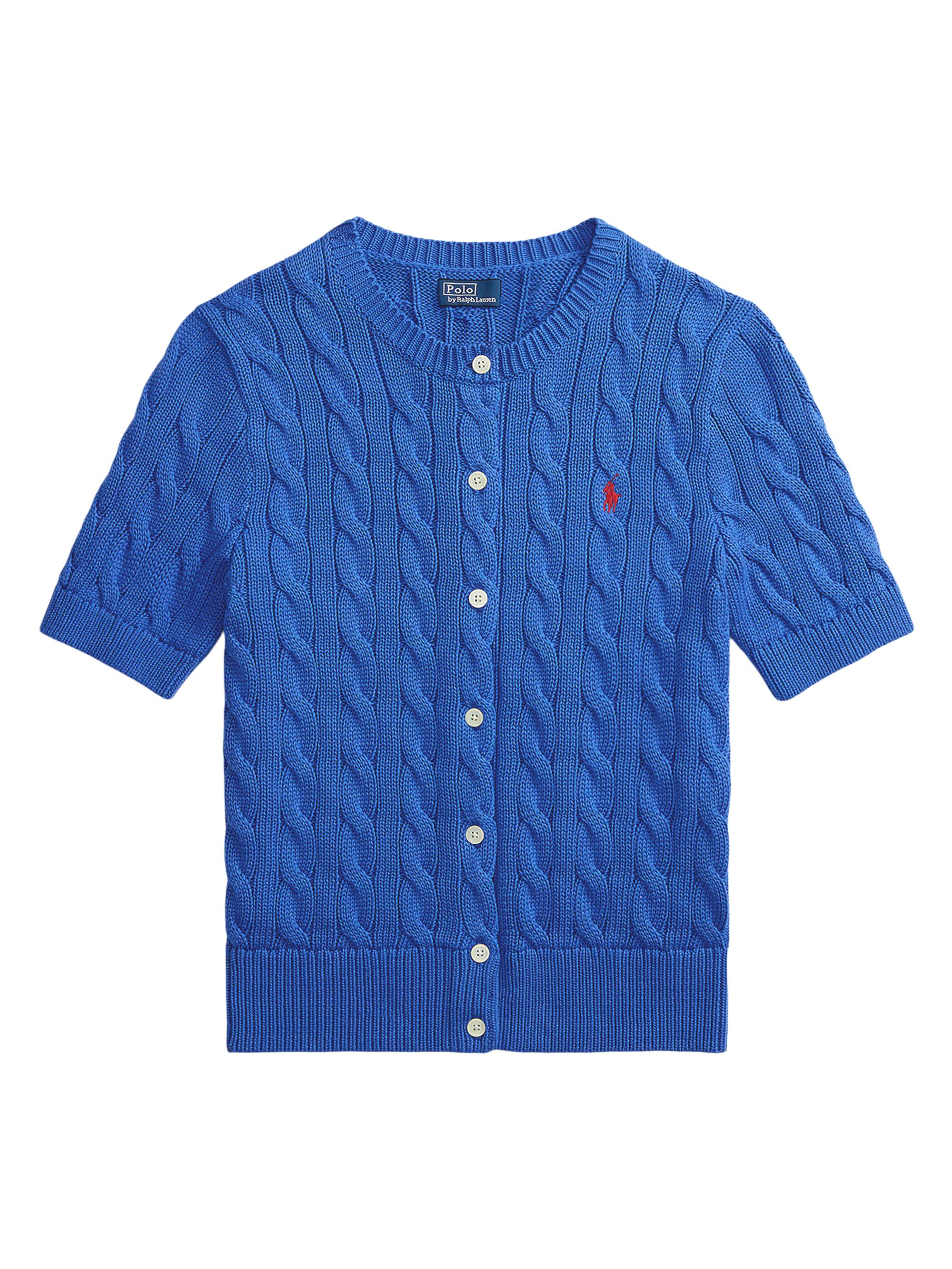 Polo Ralph Lauren Women's Cable-Knit Cotton Crewneck Cardigan - Gala Blue