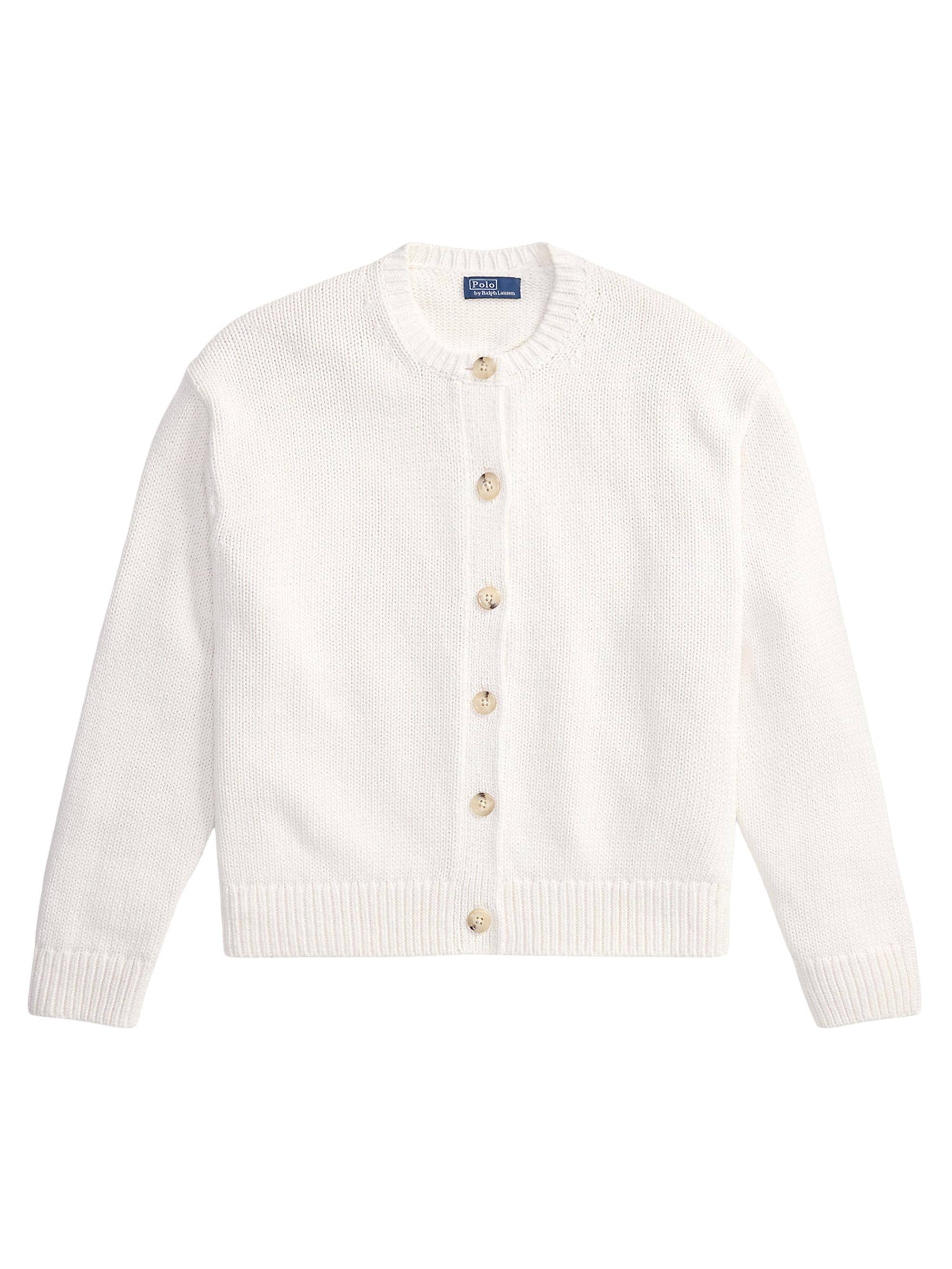 Polo Ralph Lauren Women's Linen-Blend Crewneck Cardigan - White